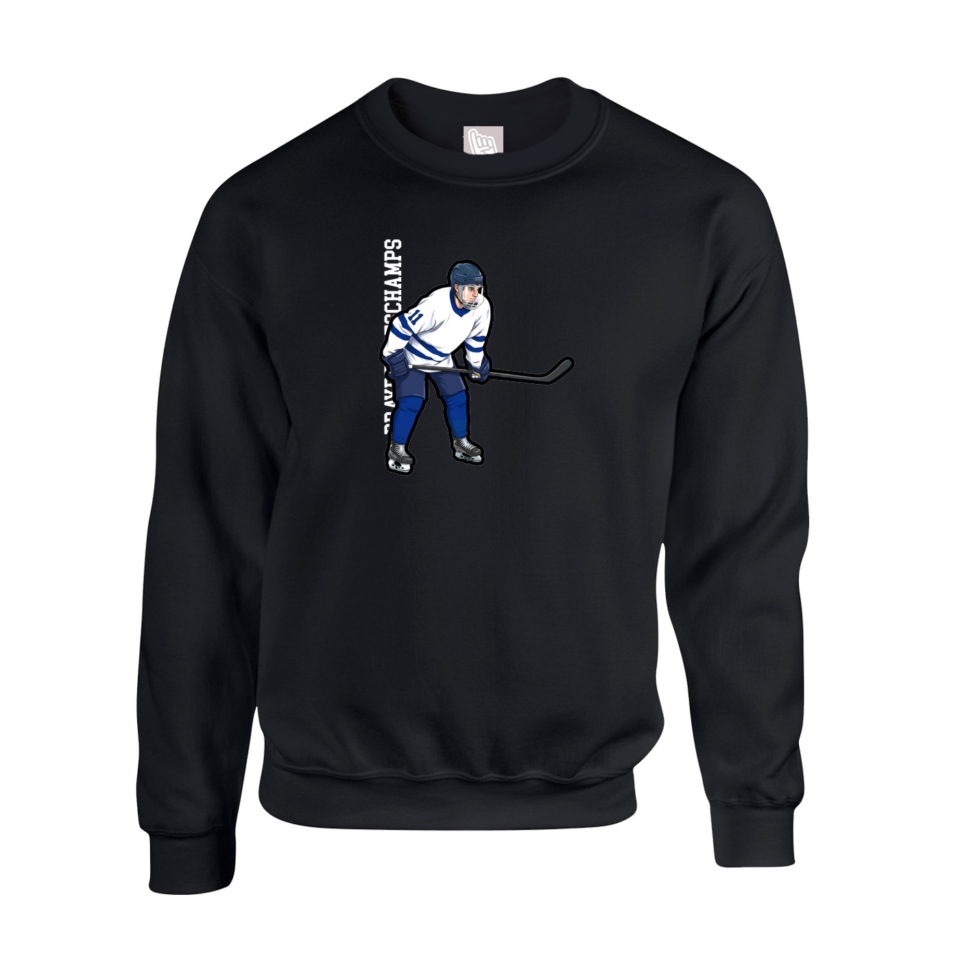 Fleece Crew — Name Vertical in Black