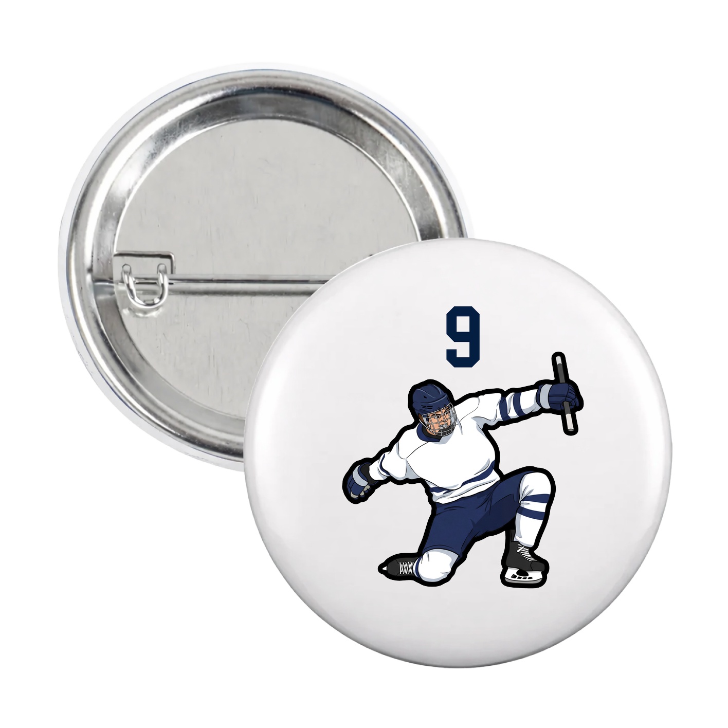 Game Day Button — Number Top in White