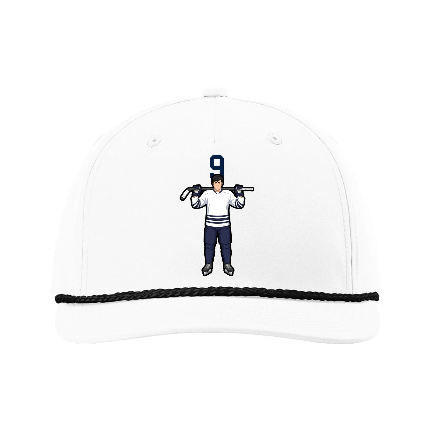 Five-Panel Classic Rope Cap — Number Top in White