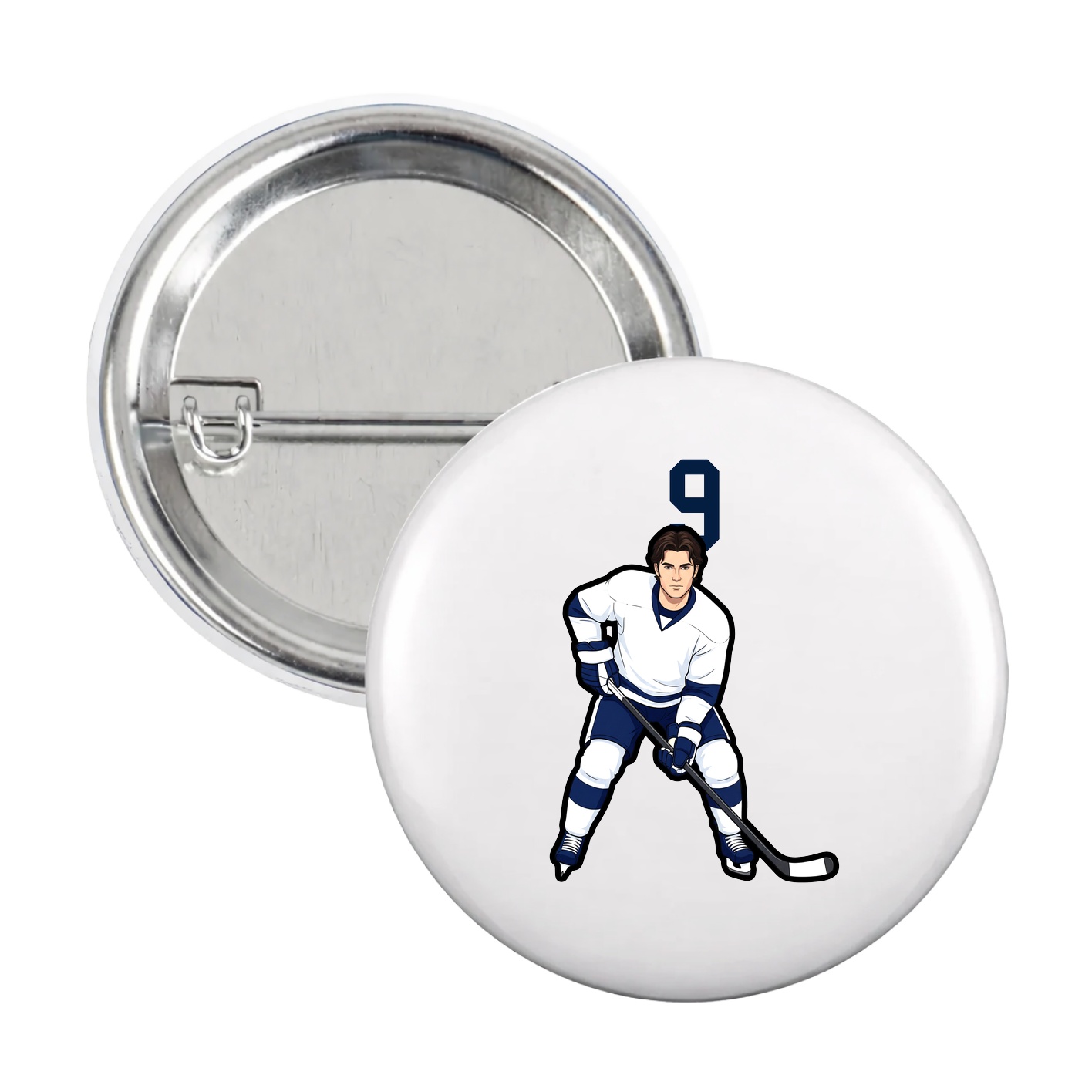 Game Day Button — Number Top in White