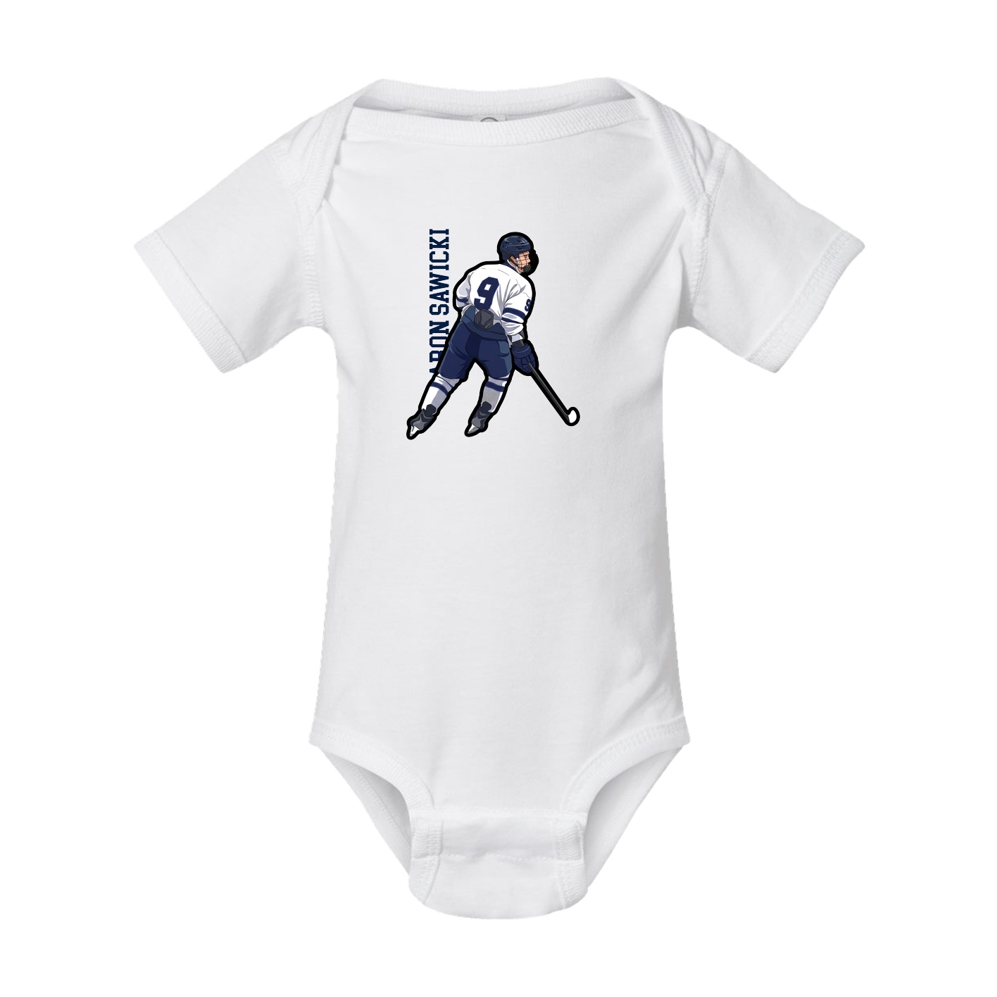 Baby Onesie — Name Vertical in White