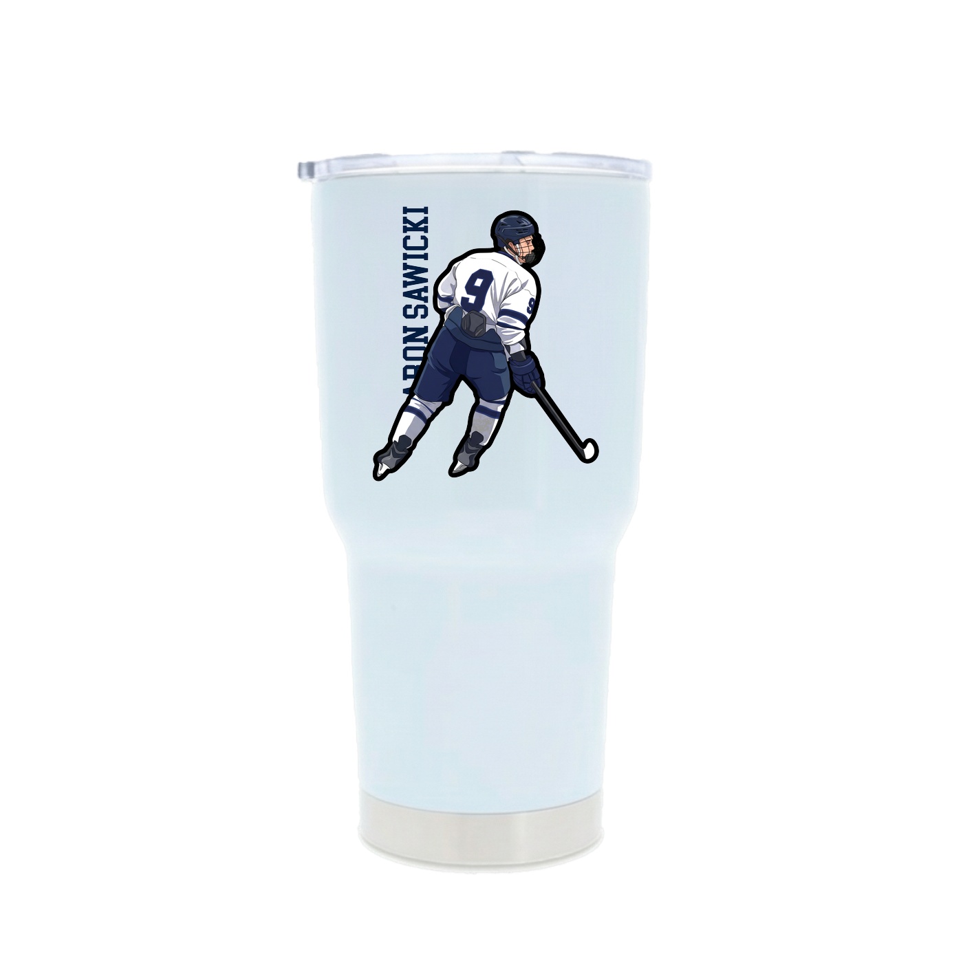 30oz Stainless Steel Tumbler — Name Vertical in White