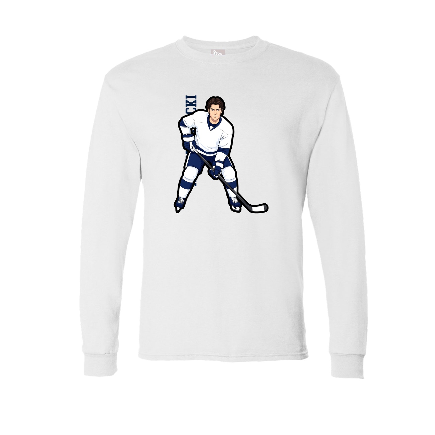 Long Sleeve Tee — Name Vertical in White