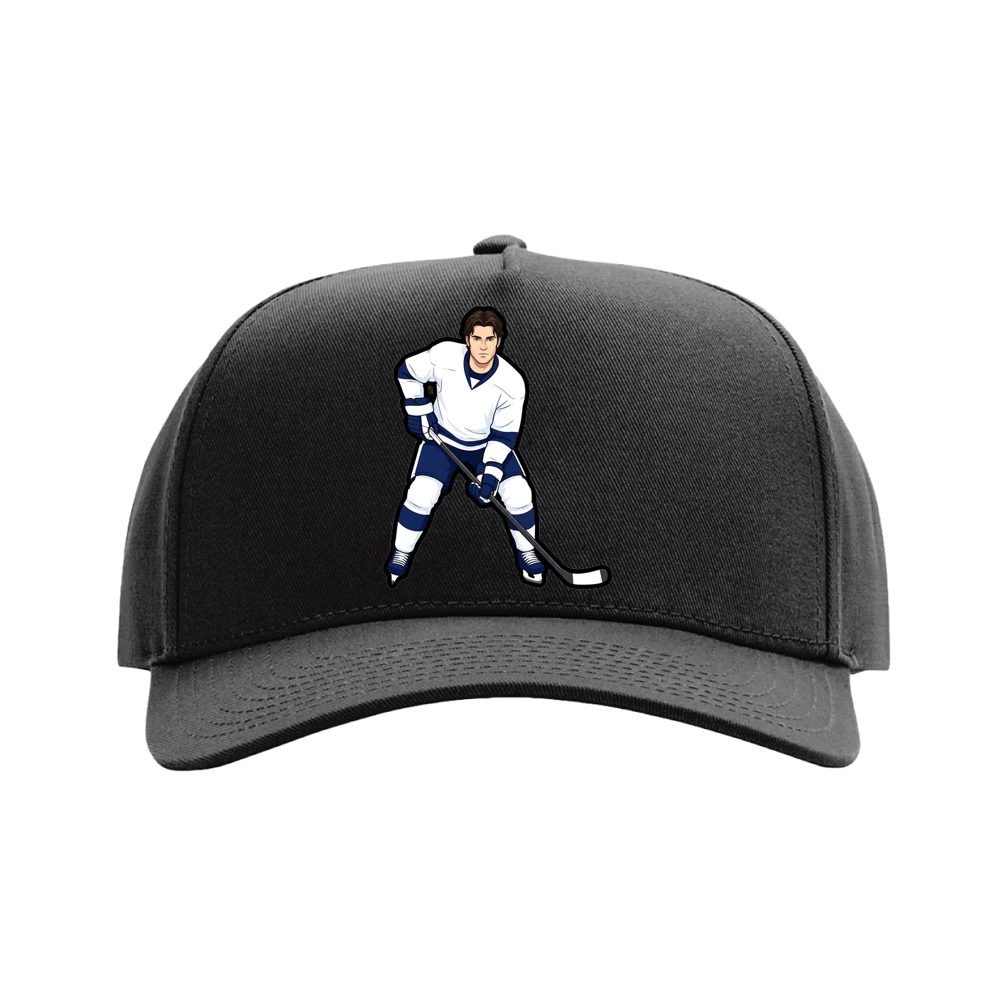 Full Fabric Five-Panel Champ Cap — Name Vertical in Black
