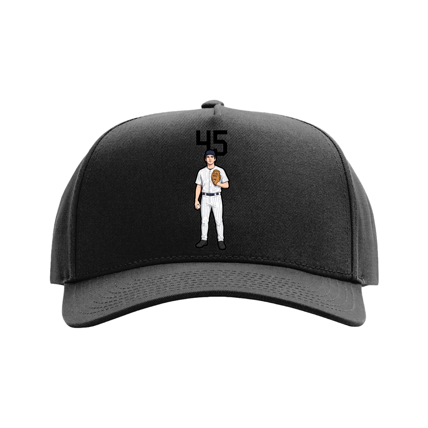 Full Fabric Five-Panel Champ Cap — Number Top in Black