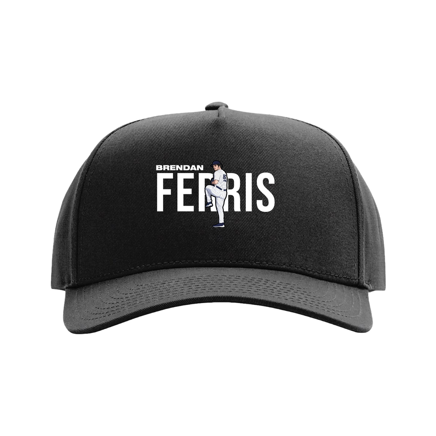 Full Fabric Five-Panel Champ Cap — Player Name in Black