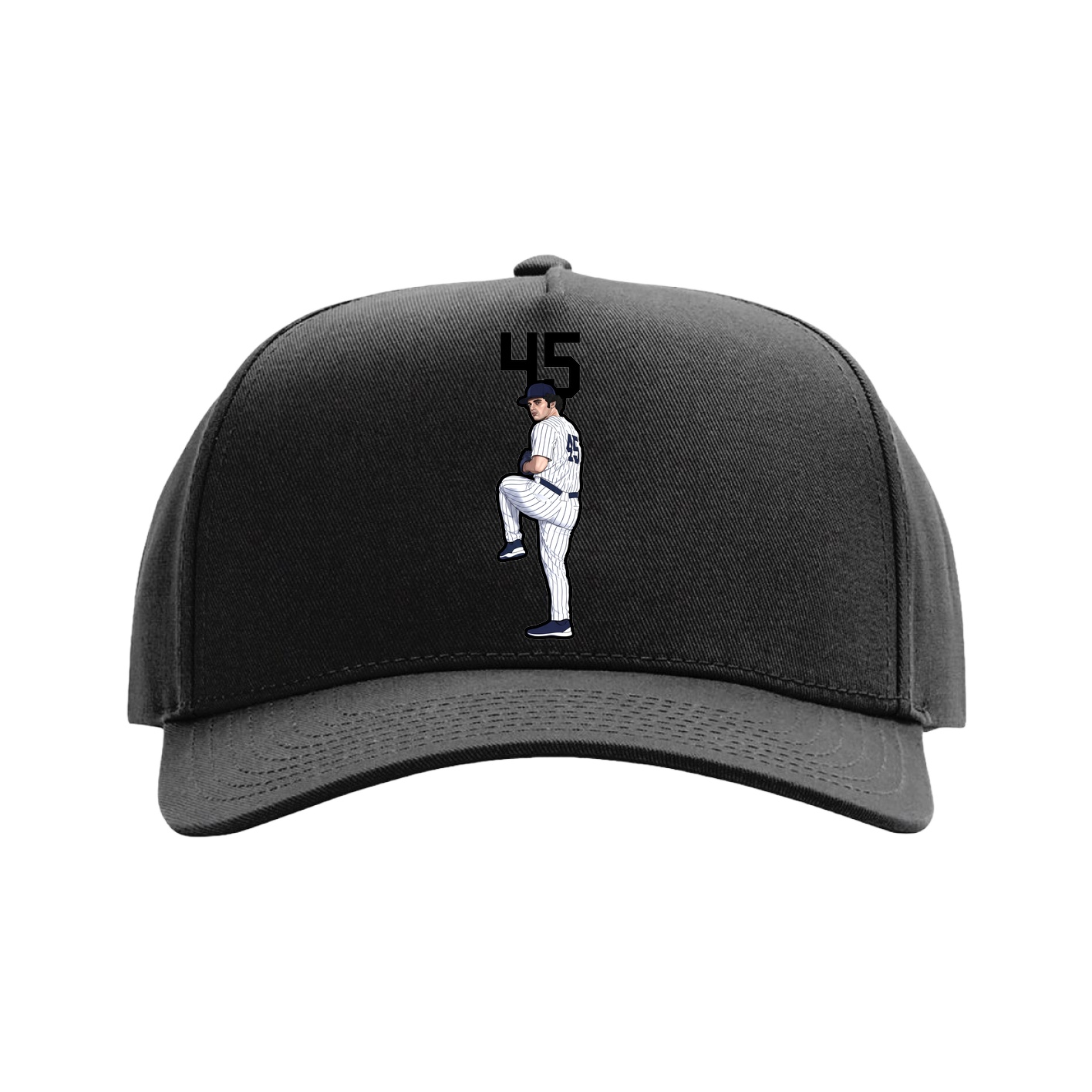 Full Fabric Five-Panel Champ Cap — Number Top in Black
