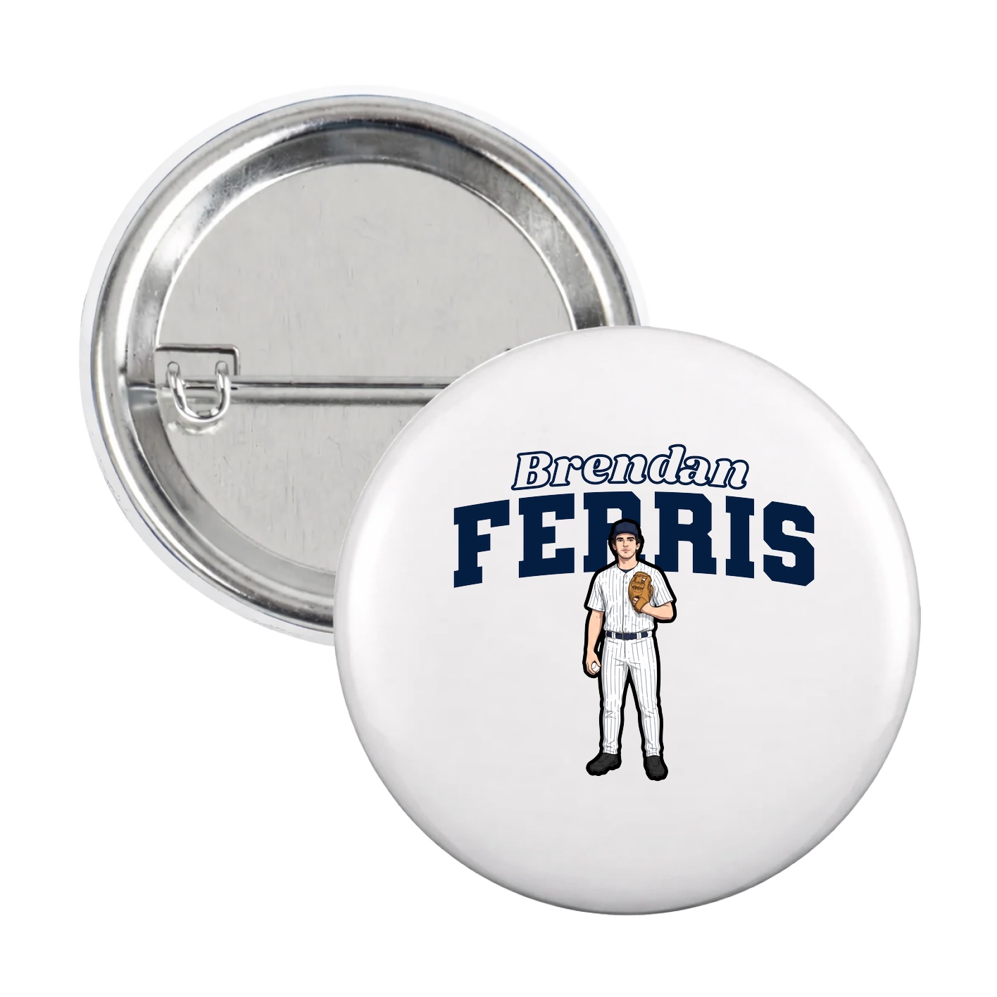 Game Day Button — Name Arch in White
