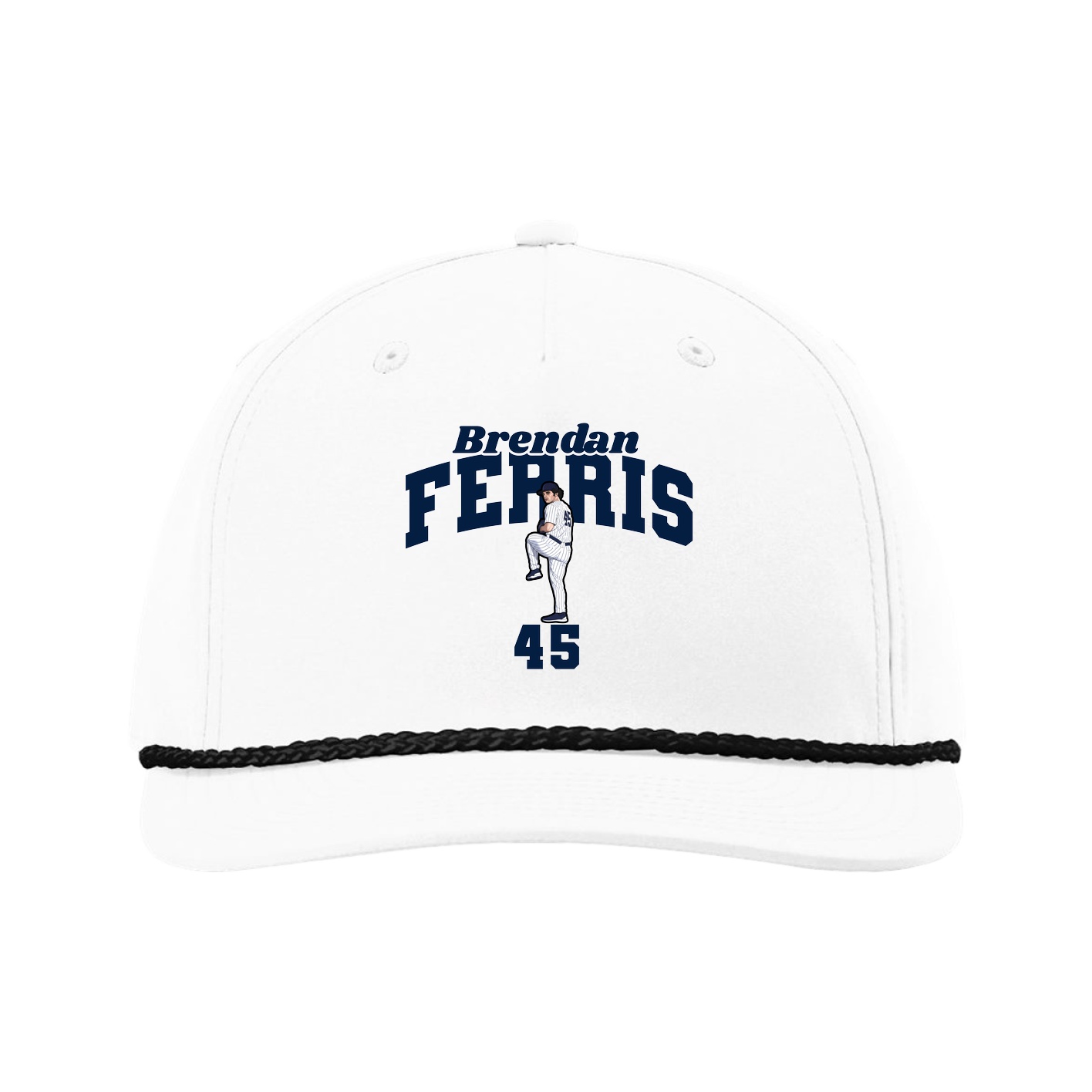 Five-Panel Classic Rope Cap — Signature Arch in White