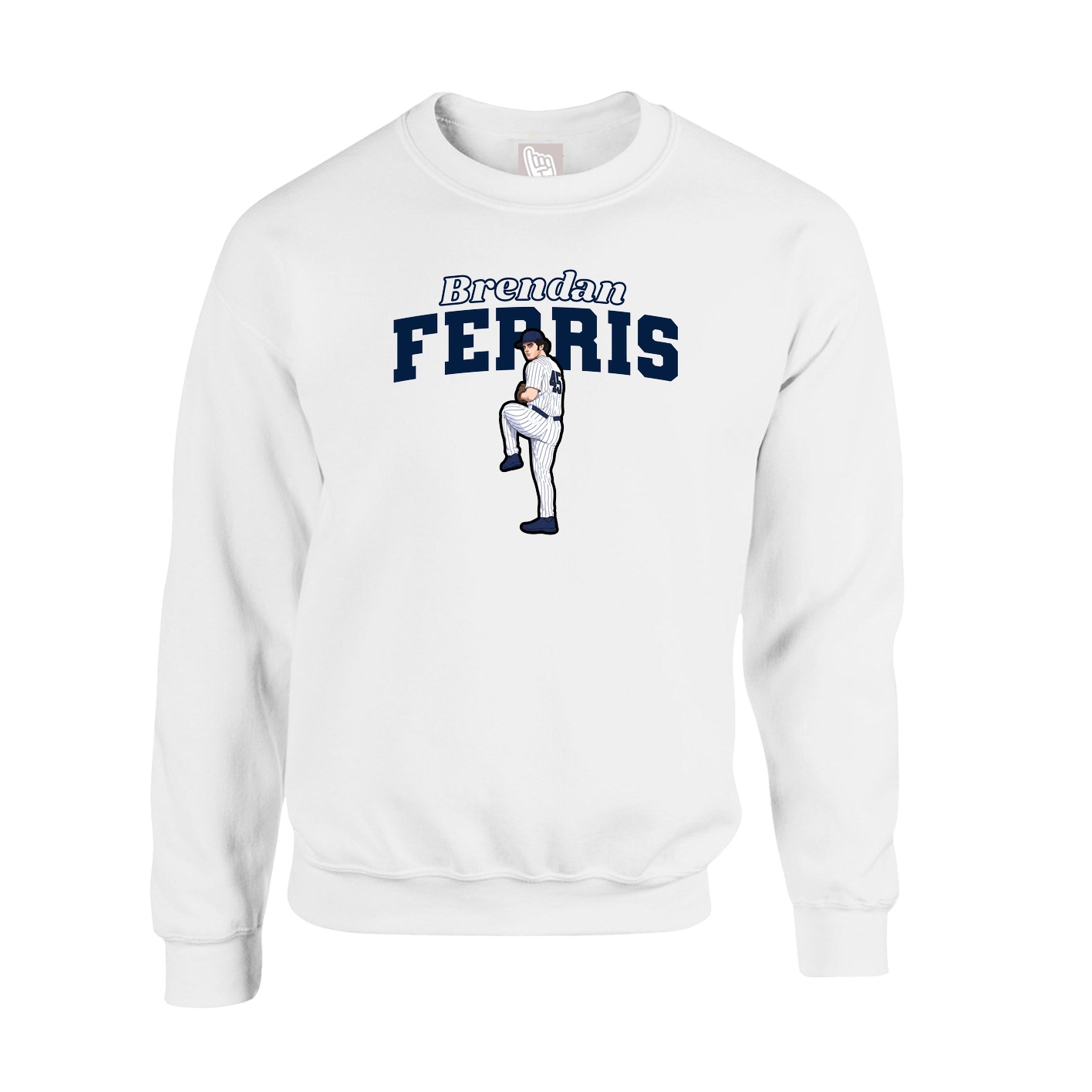 Fleece Crew — Name Arch in White