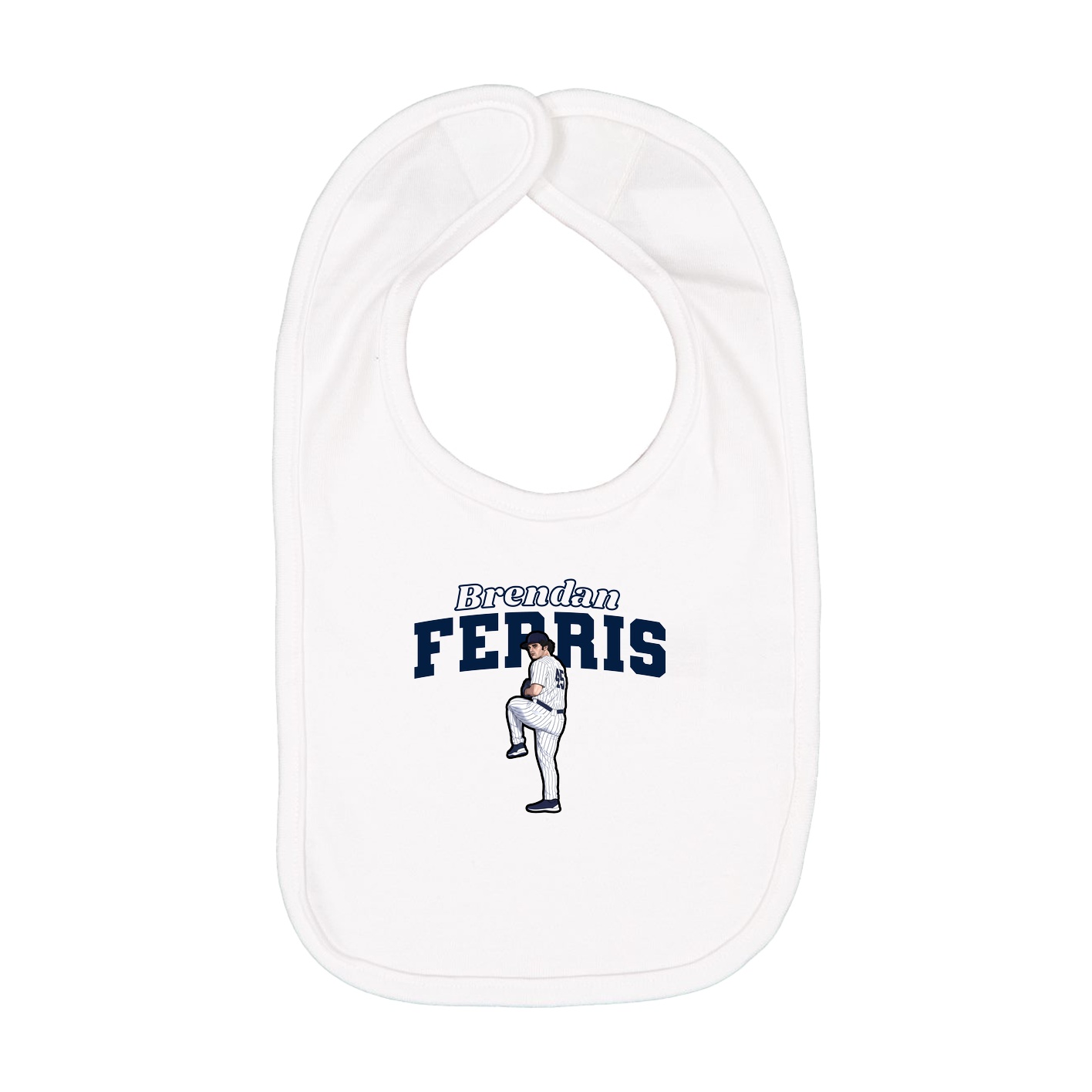 Infant Bib — Name Arch in White