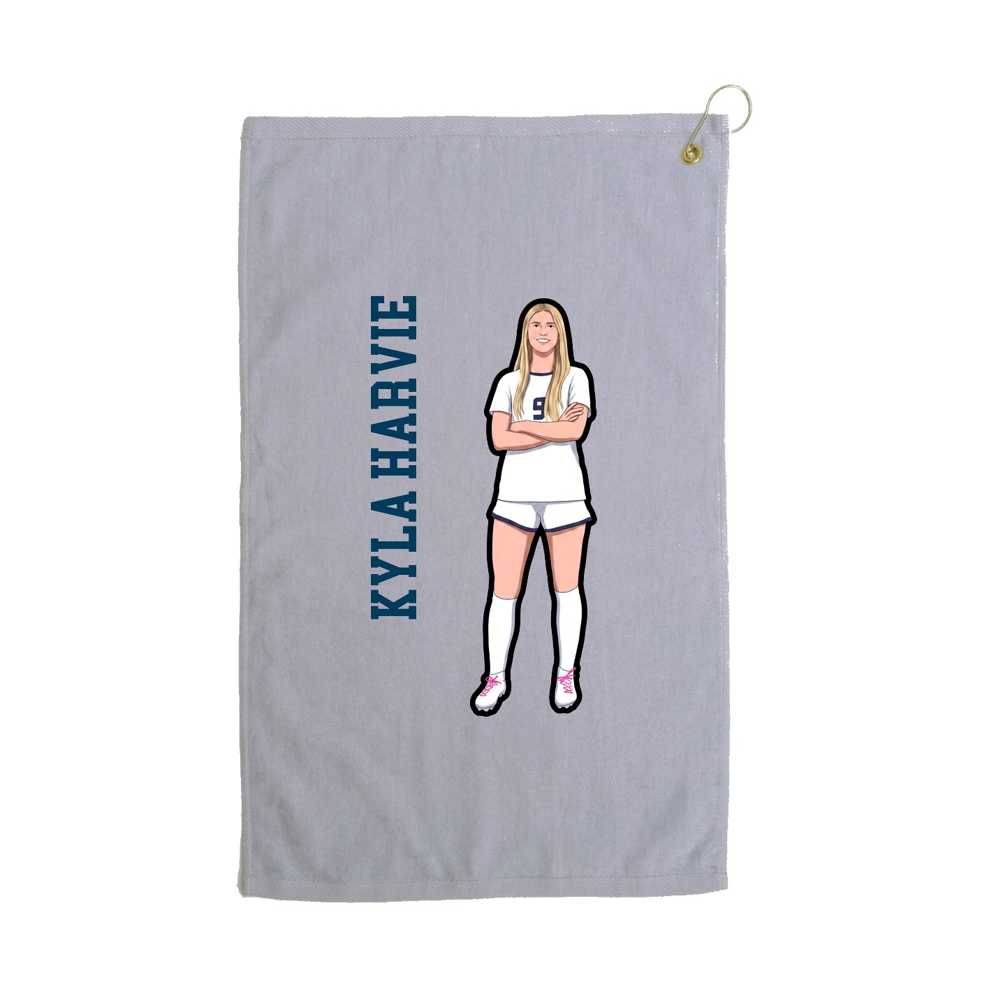 Golf Towel — Name Vertical in Grey