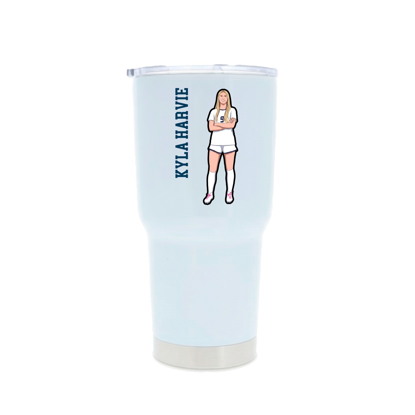 30oz Stainless Steel Tumbler — Name Vertical in White