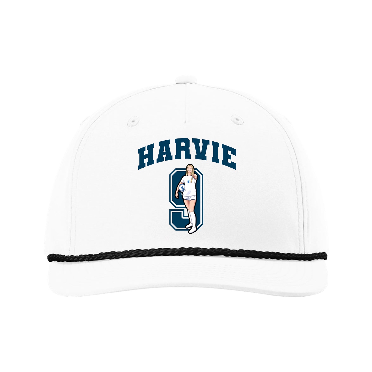 Five-Panel Classic Rope Cap — Number in White