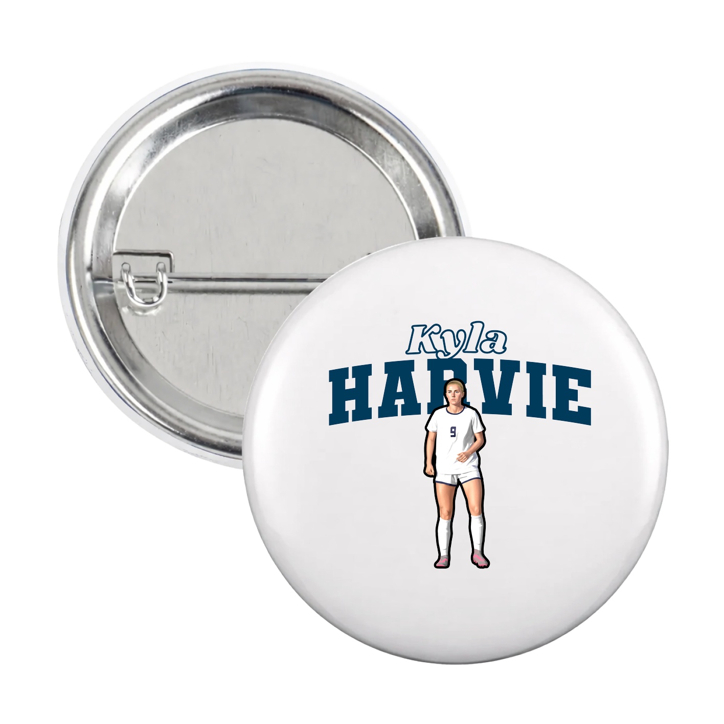 Game Day Button — Name Arch in White