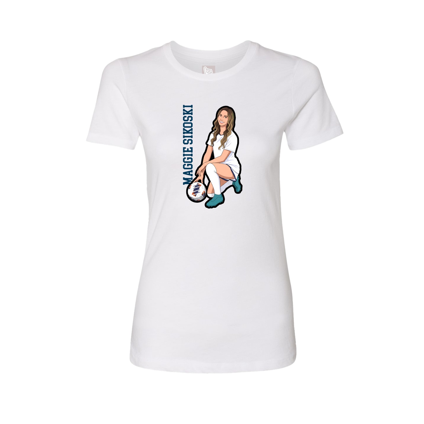 Fitted Women's Tee — Name Vertical in White