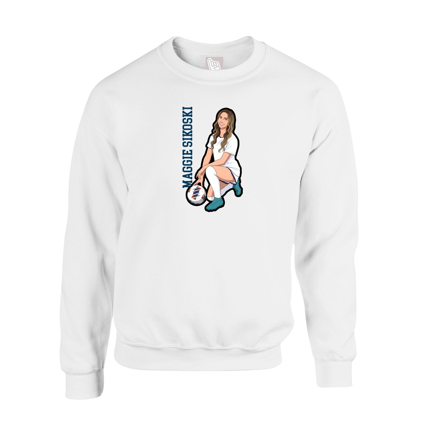Fleece Crew — Name Vertical in White