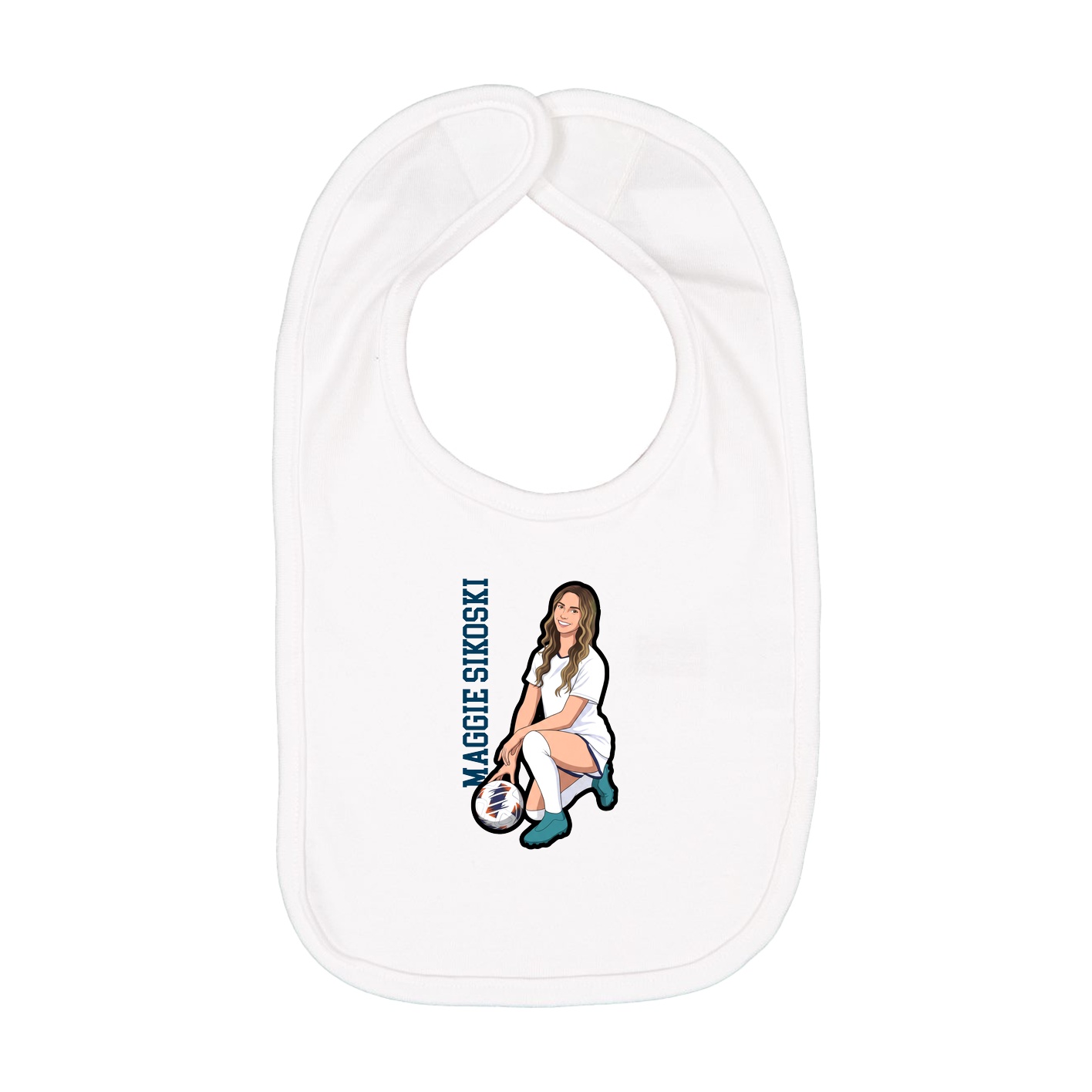 Infant Bib — Name Vertical in White