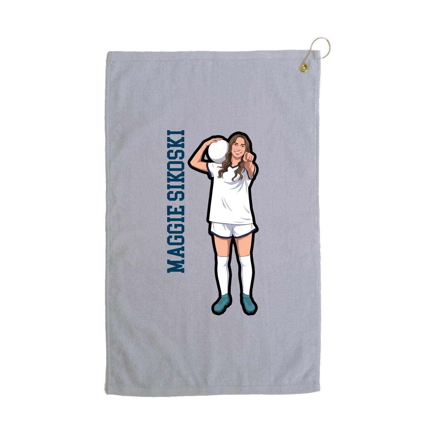 Golf Towel — Name Vertical in Grey