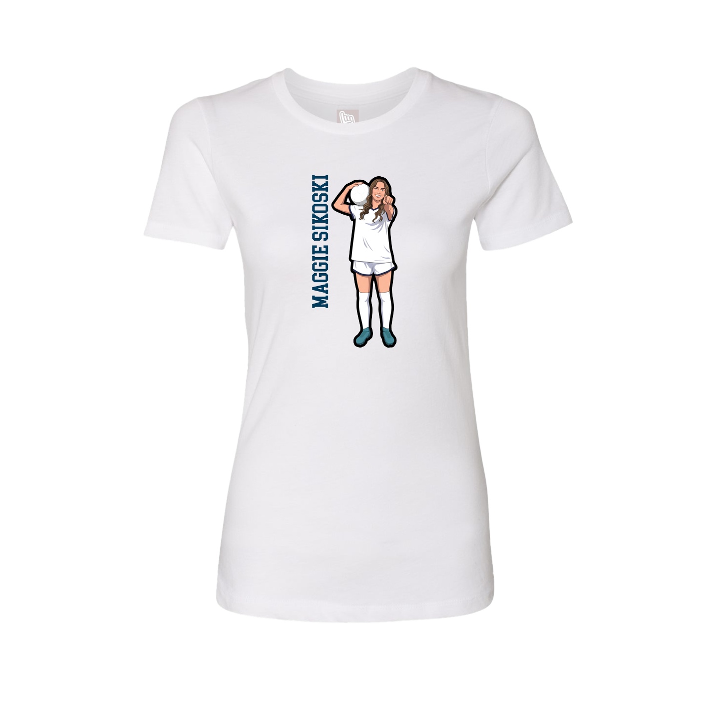 Fitted Women's Tee — Name Vertical in White