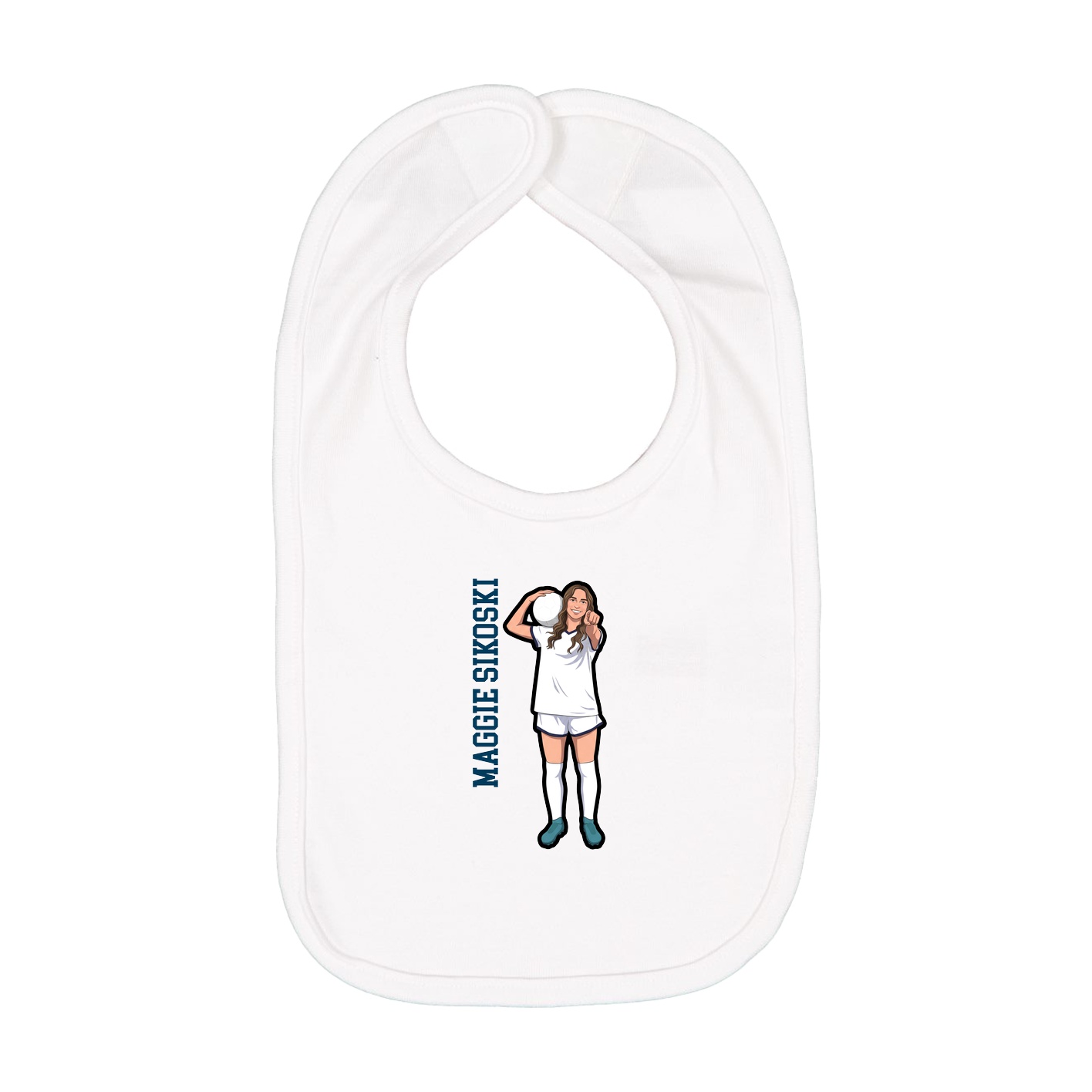 Infant Bib — Name Vertical in White