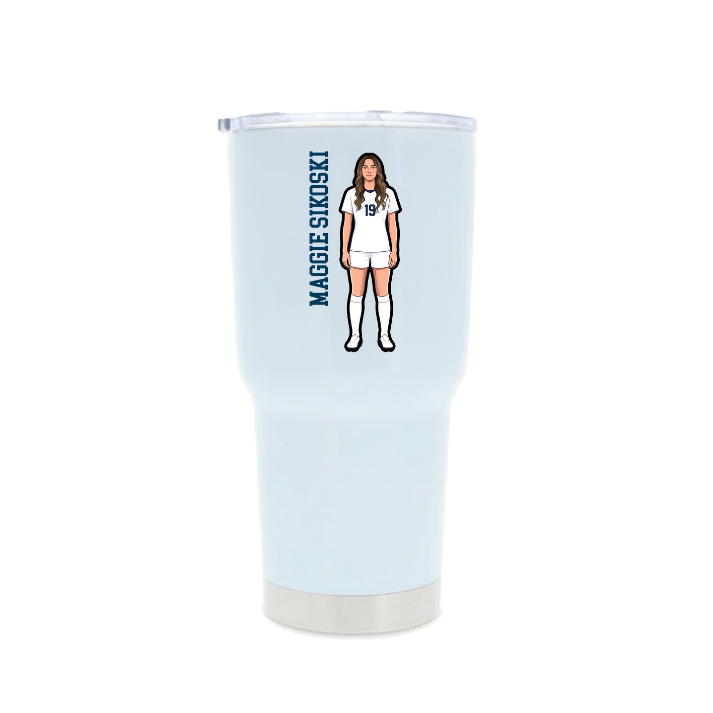 30oz Stainless Steel Tumbler — Name Vertical in White
