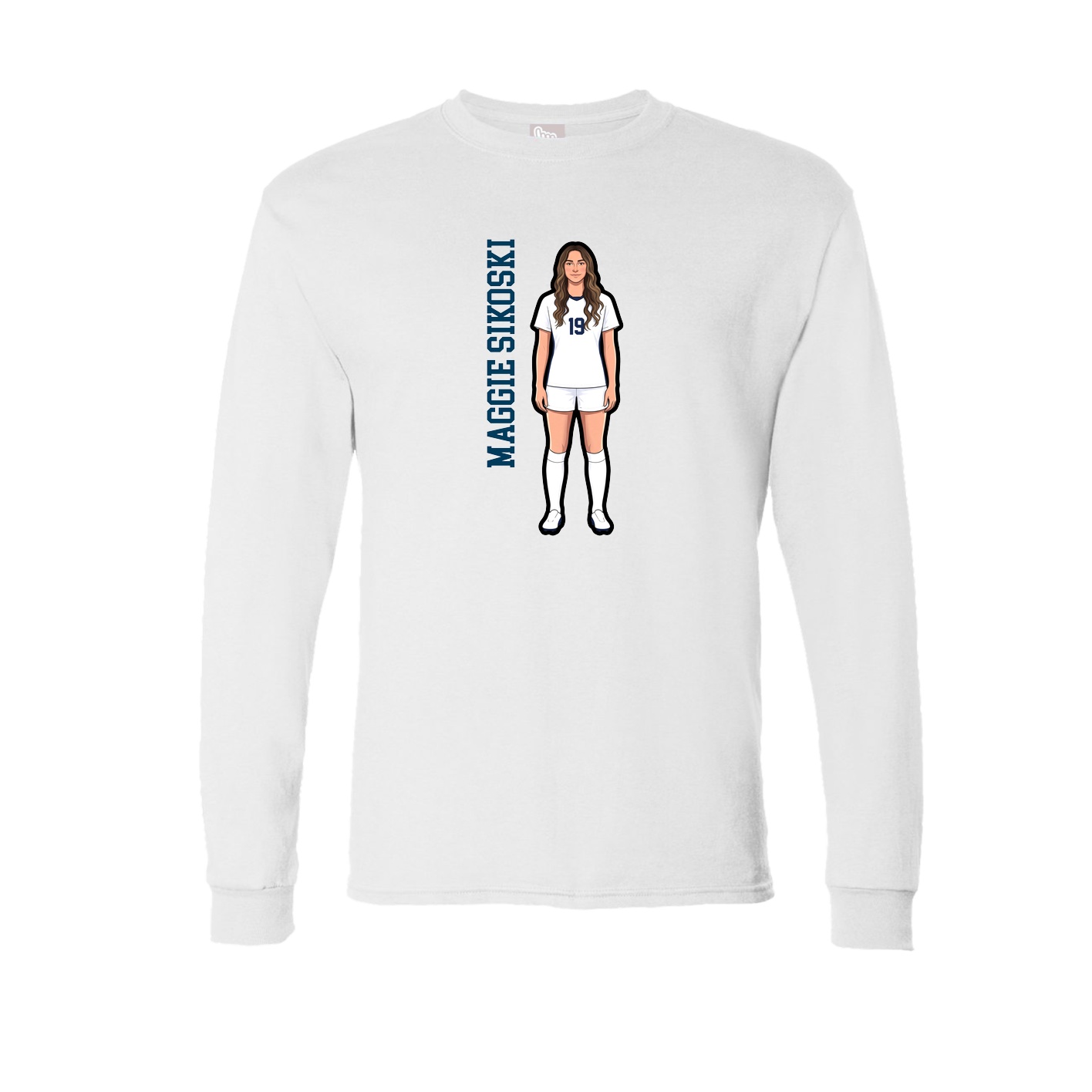 Long Sleeve Tee — Name Vertical in White