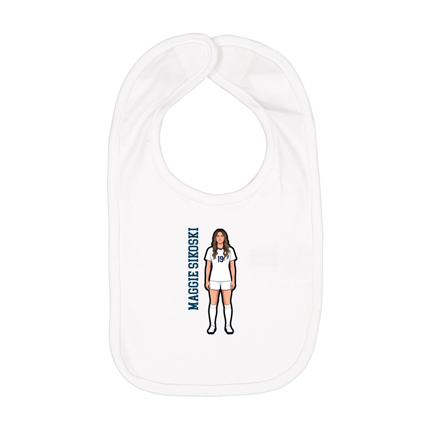 Infant Bib — Name Vertical in White