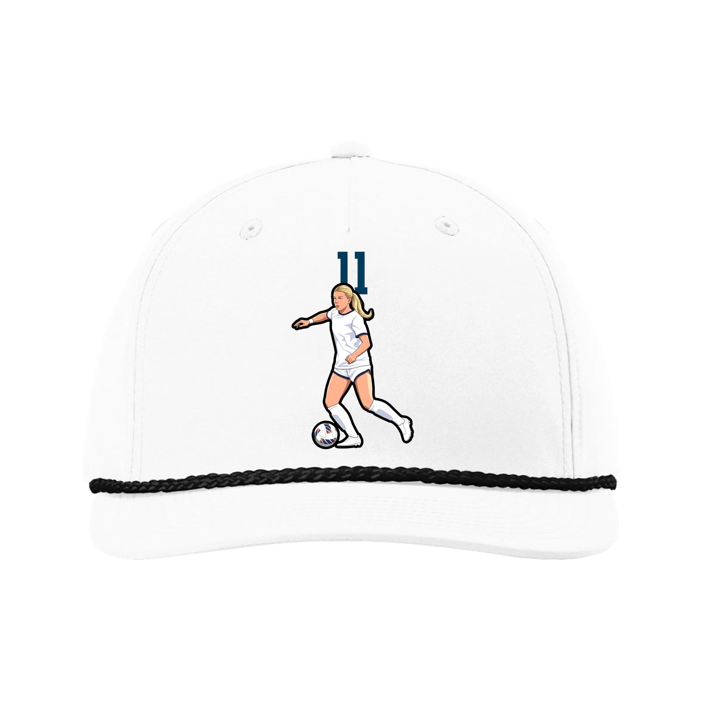 Five-Panel Classic Rope Cap — Number Top in White