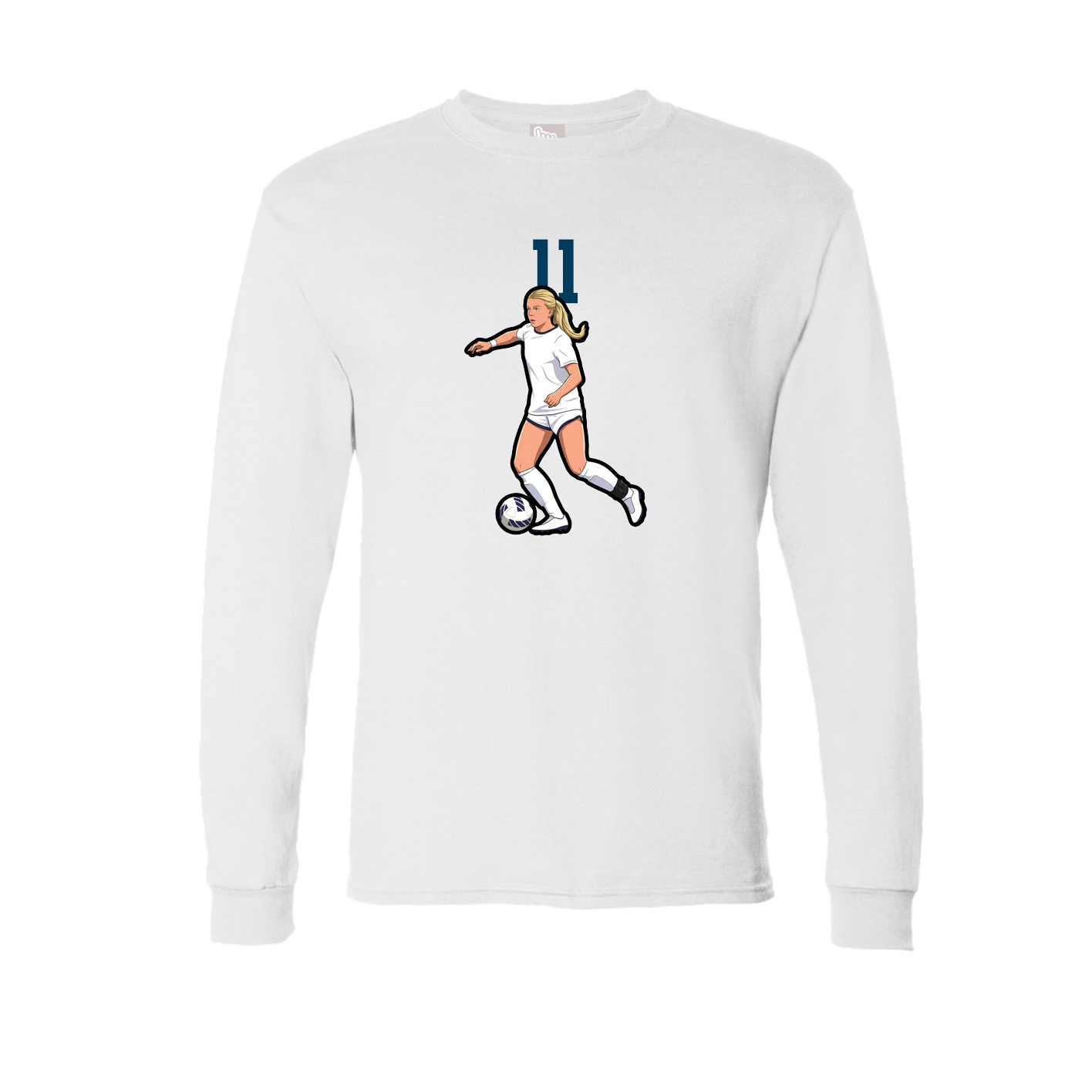 Long Sleeve Tee — Number Top in White