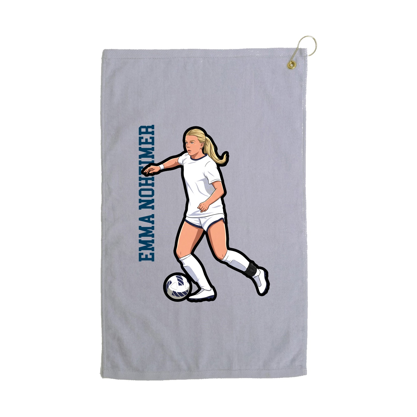 Golf Towel — Name Vertical in Grey