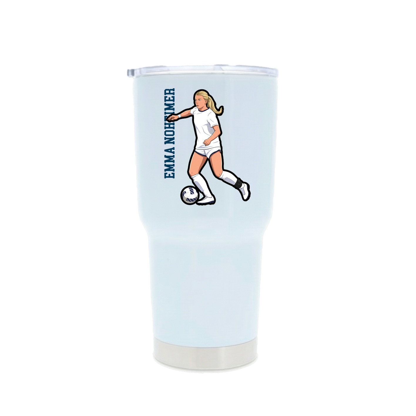 30oz Stainless Steel Tumbler — Name Vertical in White