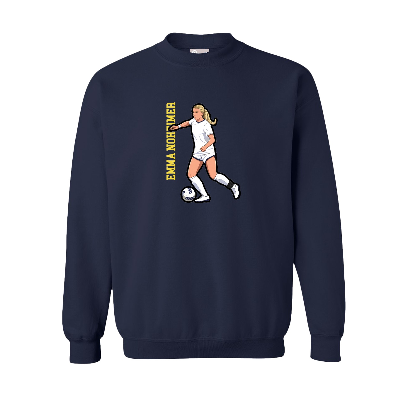 Fleece Crew — Name Vertical in Navy