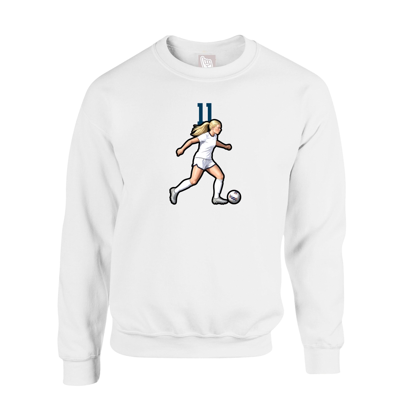 Fleece Crew — Number Top in White