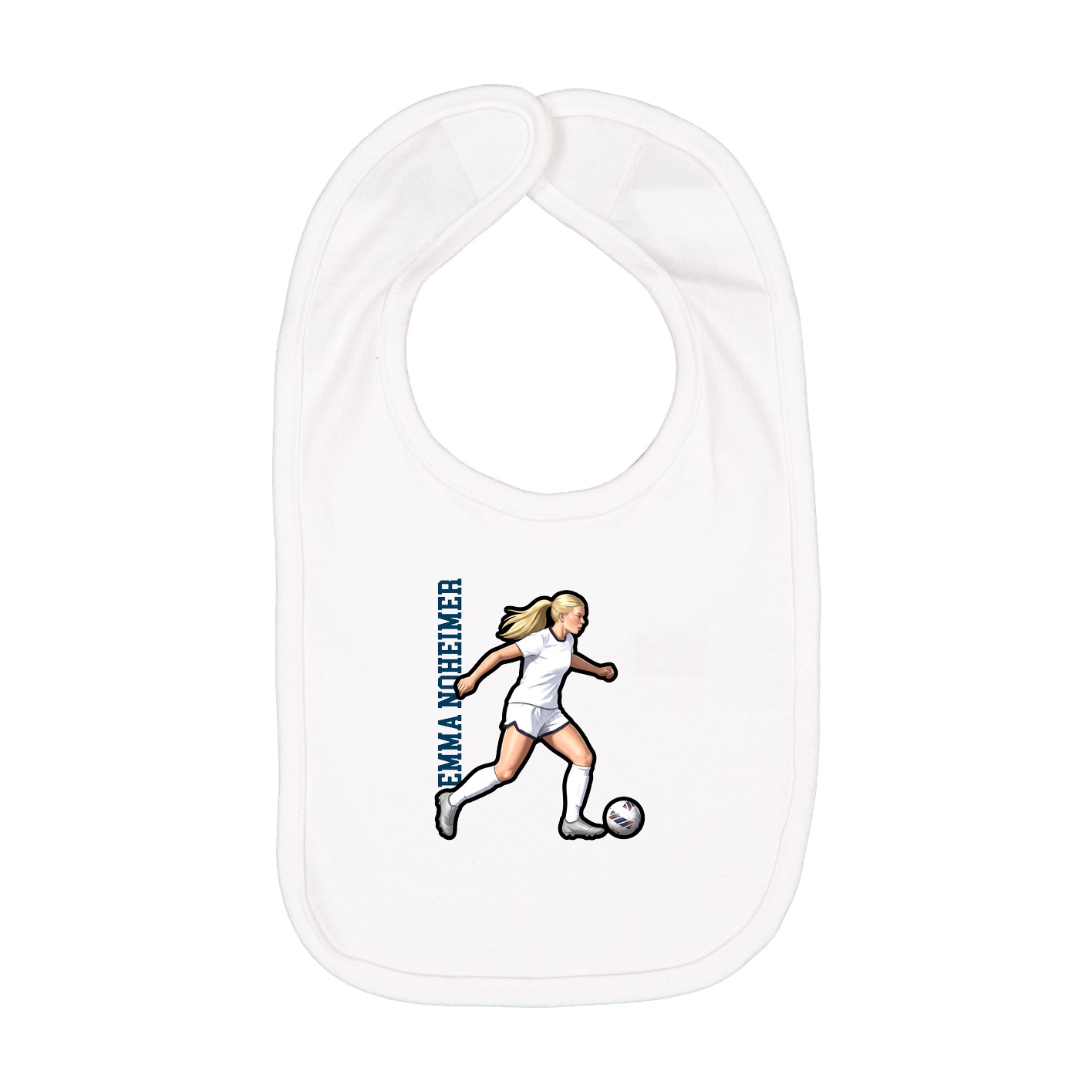 Infant Bib — Name Vertical in White