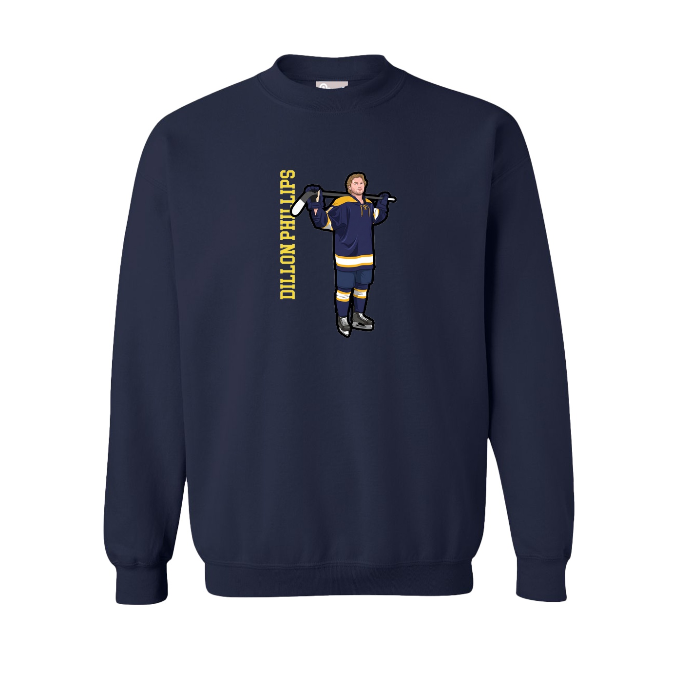 Fleece Crew — Name Vertical in Navy