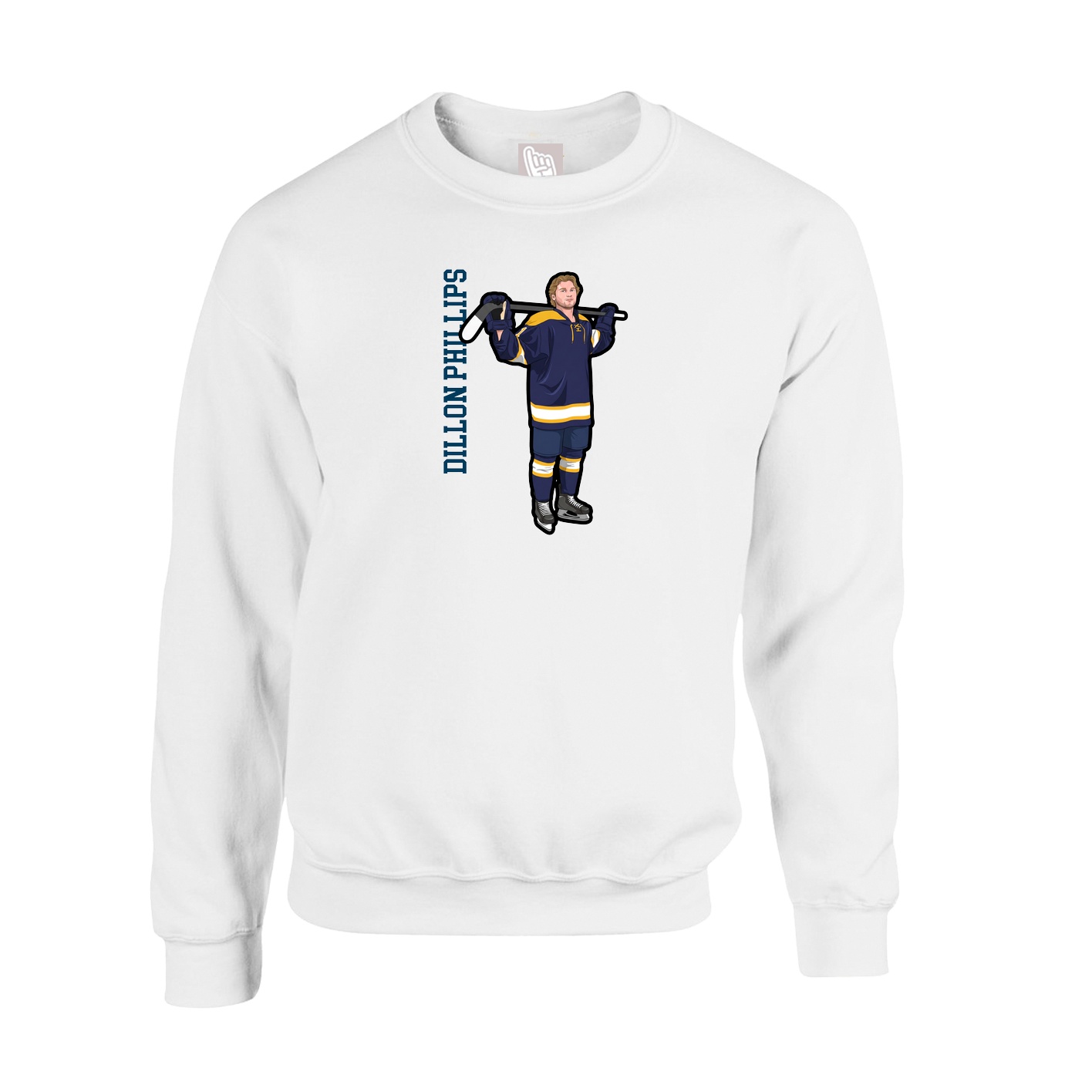 Fleece Crew — Name Vertical in White