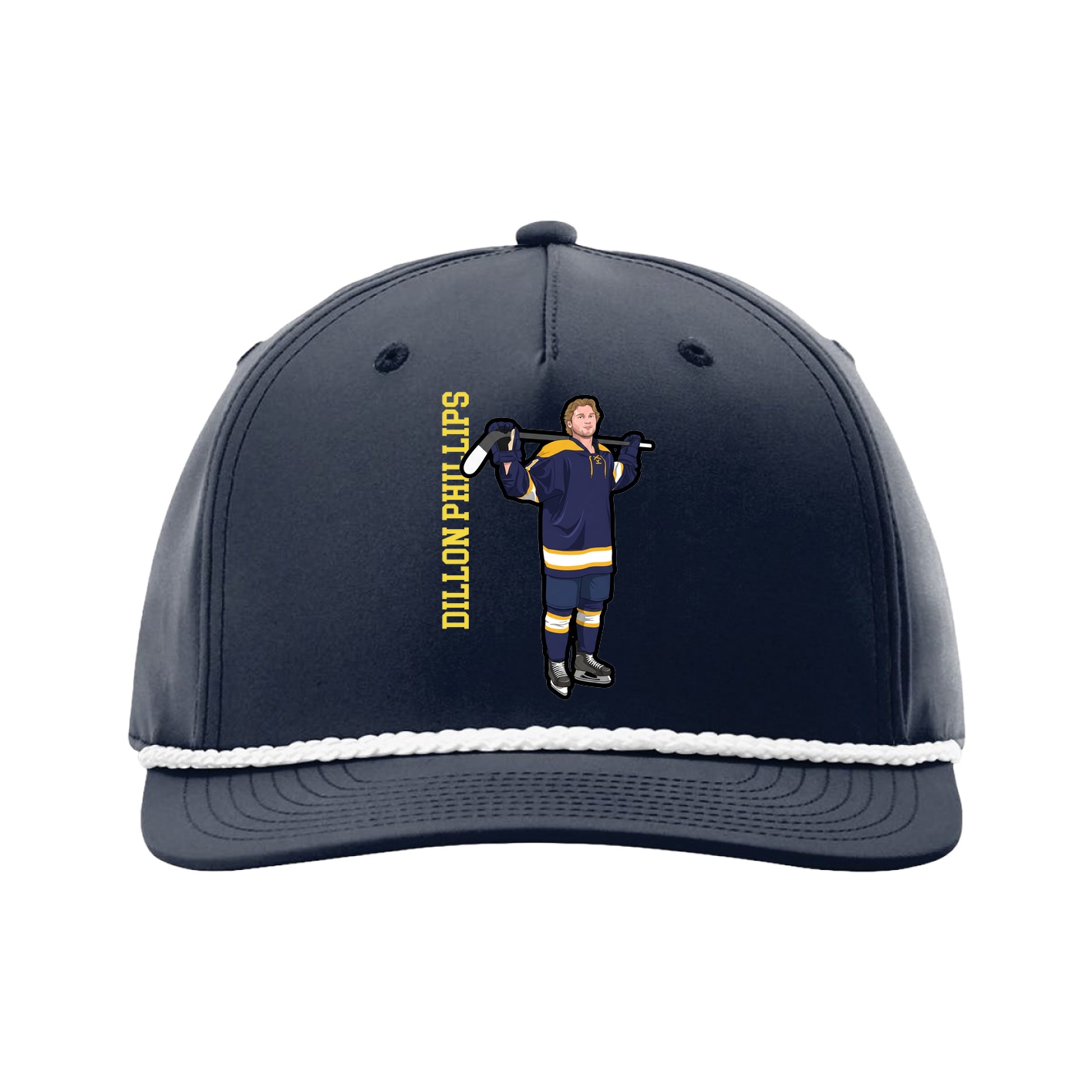 Five-Panel Classic Rope Cap — Name Vertical in Navy