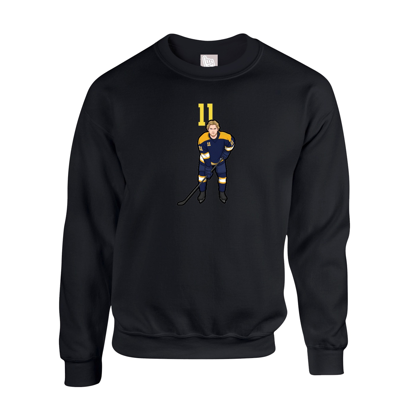 Fleece Crew — Number Top in Black