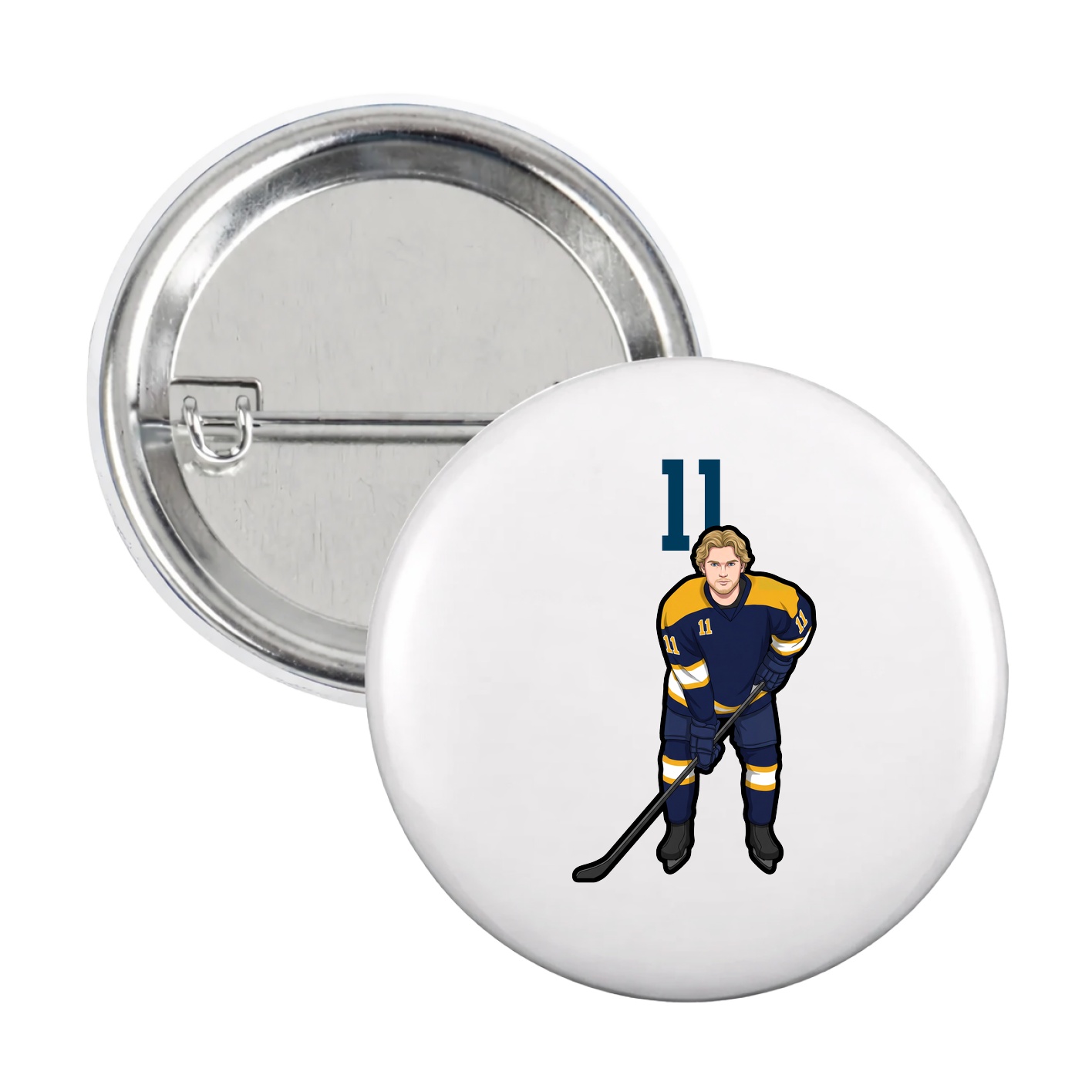 Game Day Button — Number Top in White