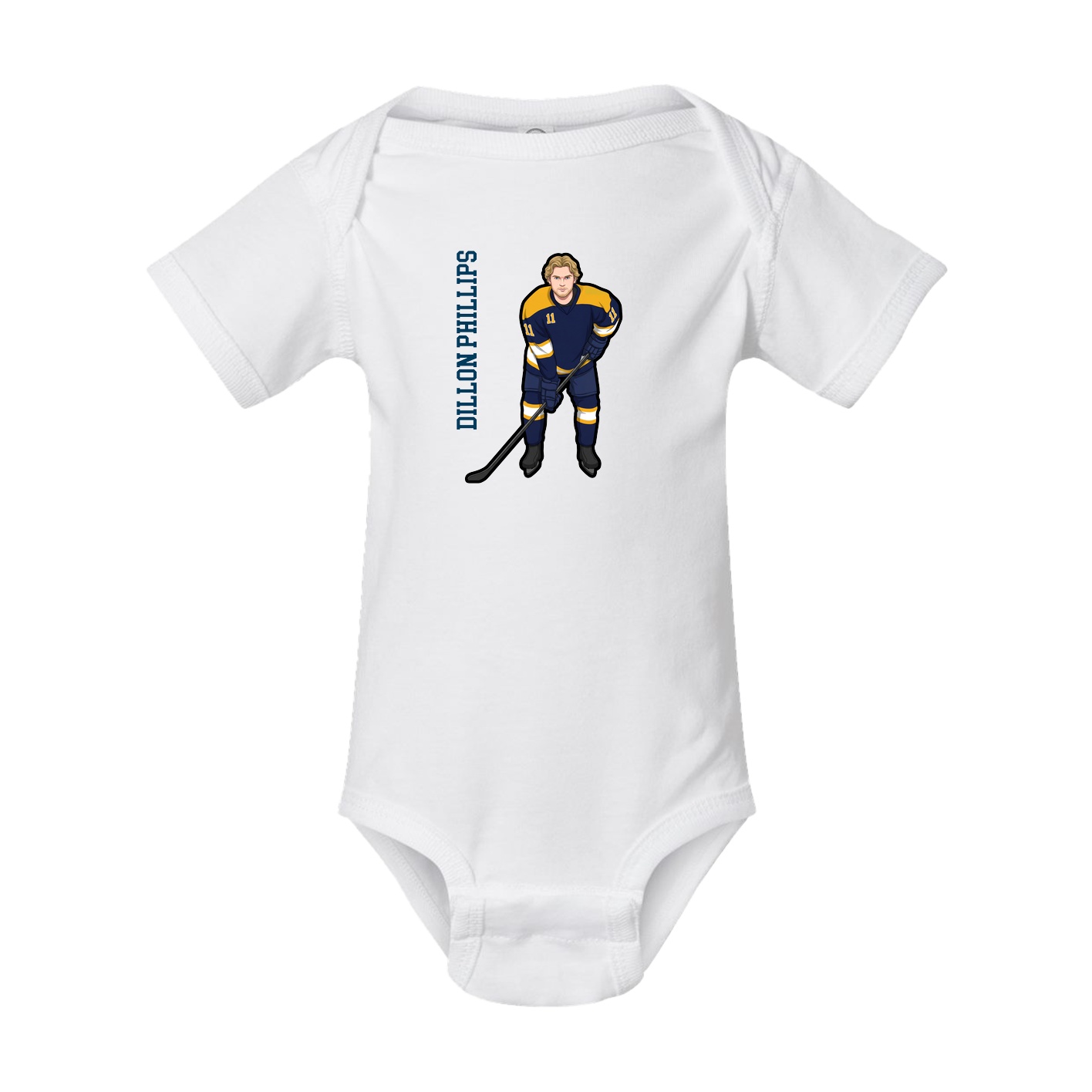 Baby Onesie — Name Vertical in White