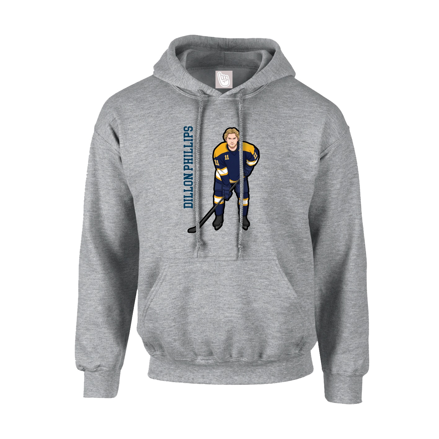 Hoodie — Name Vertical in Grey