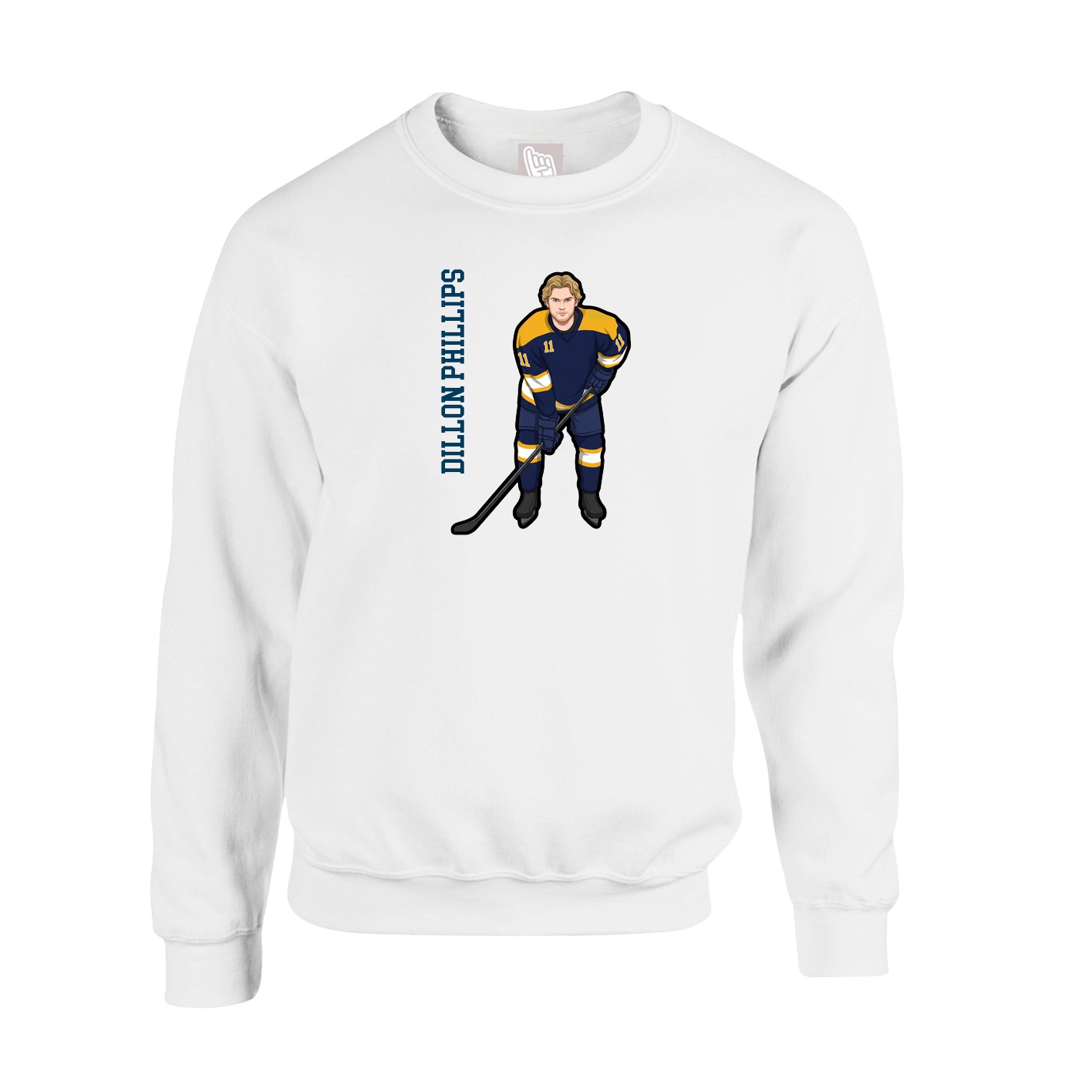 Fleece Crew — Name Vertical in White