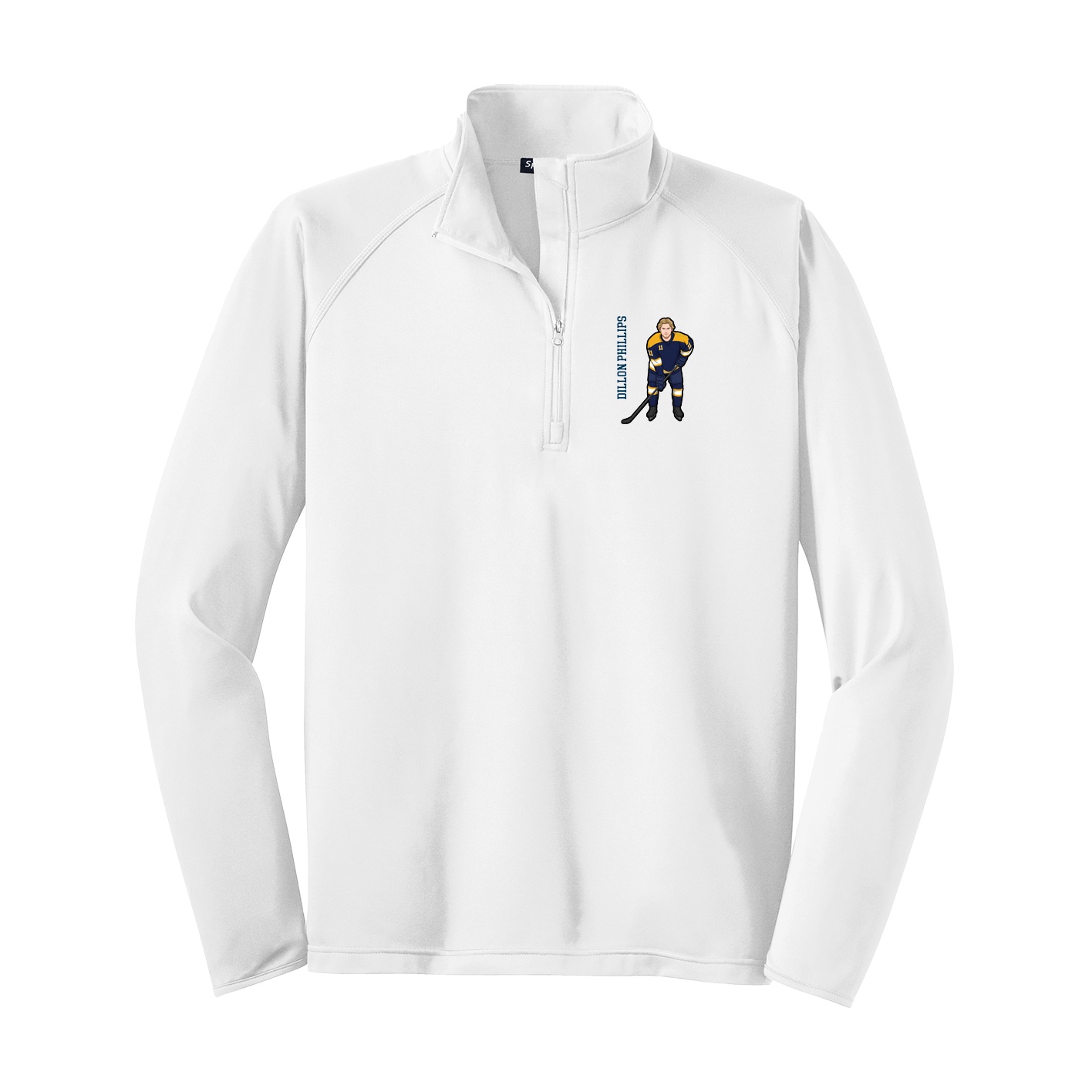 Q-Zip Pullover — Name Vertical in White