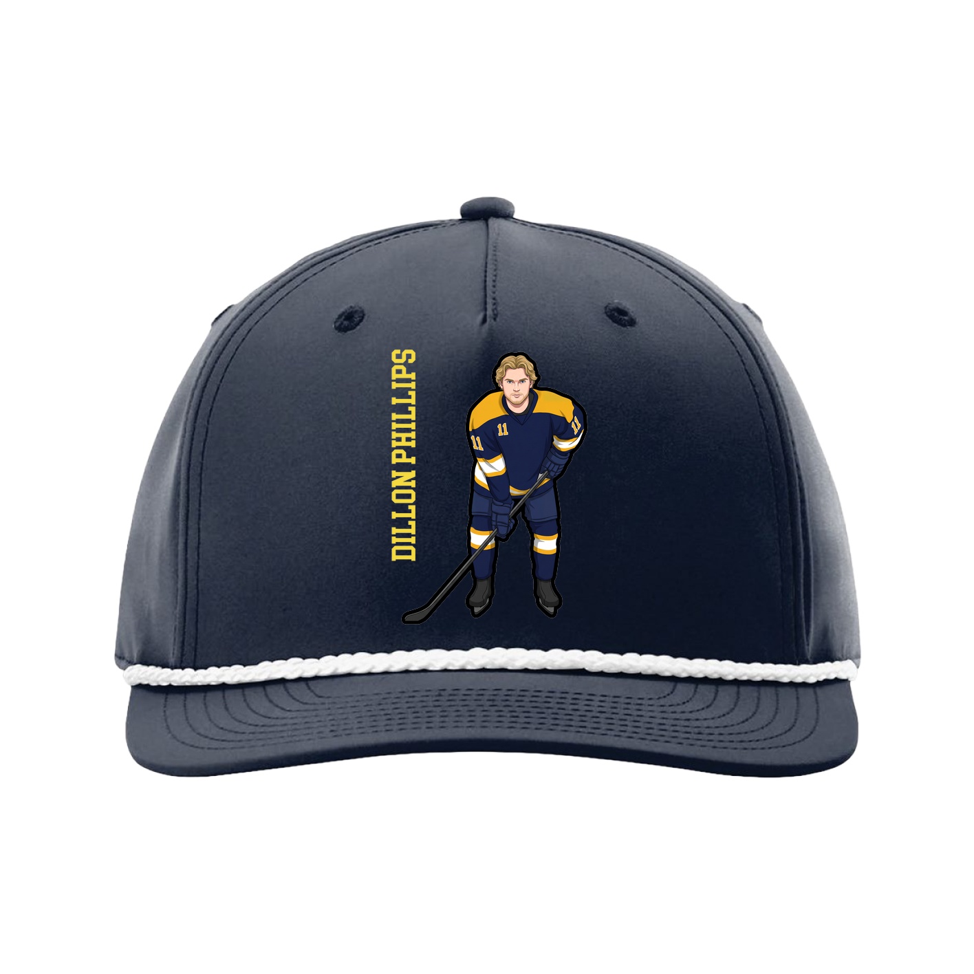 Five-Panel Classic Rope Cap — Name Vertical in Navy