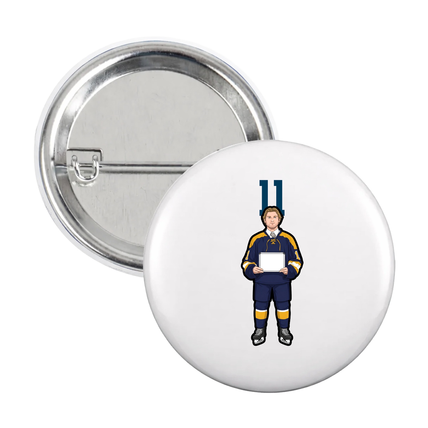 Game Day Button — Number Top in White