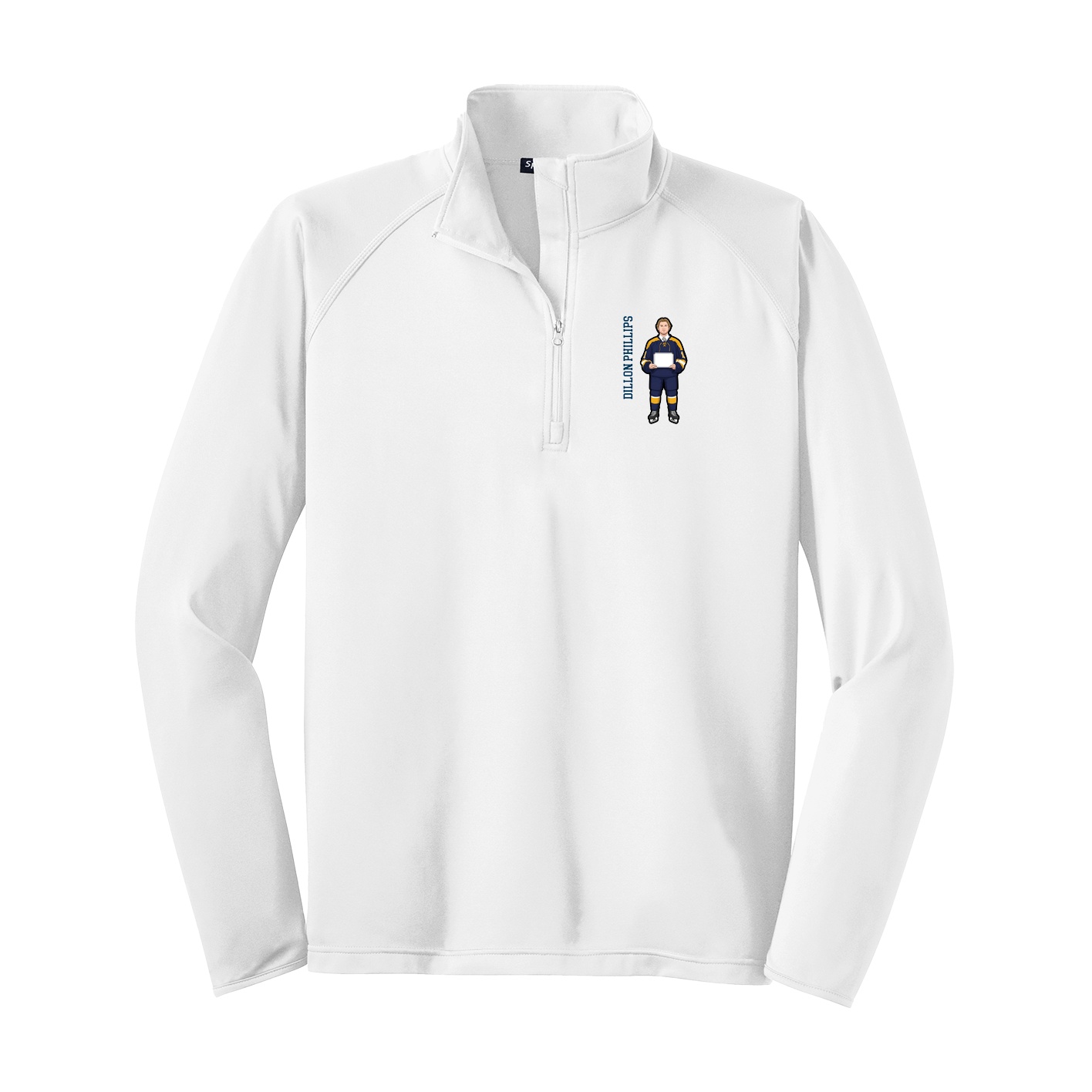 Q-Zip Pullover — Name Vertical in White