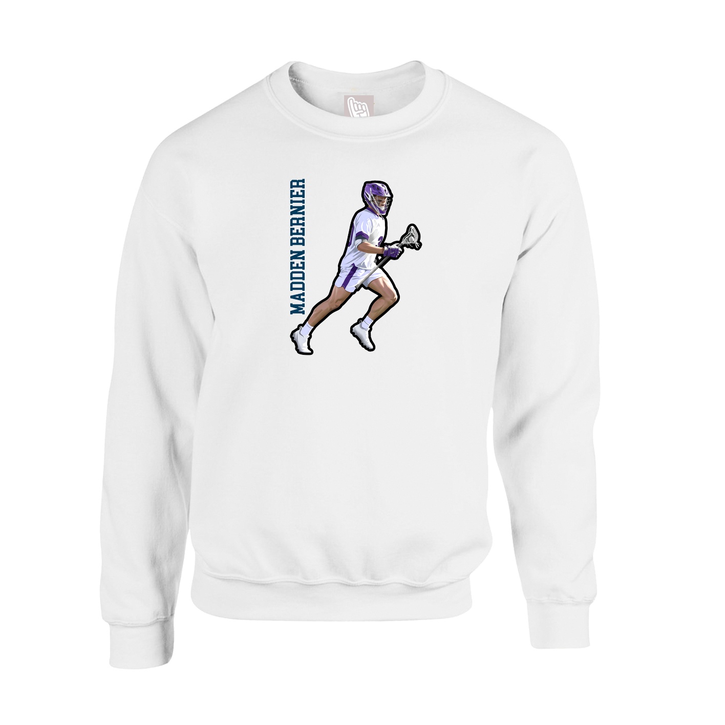 Fleece Crew — Name Vertical in White
