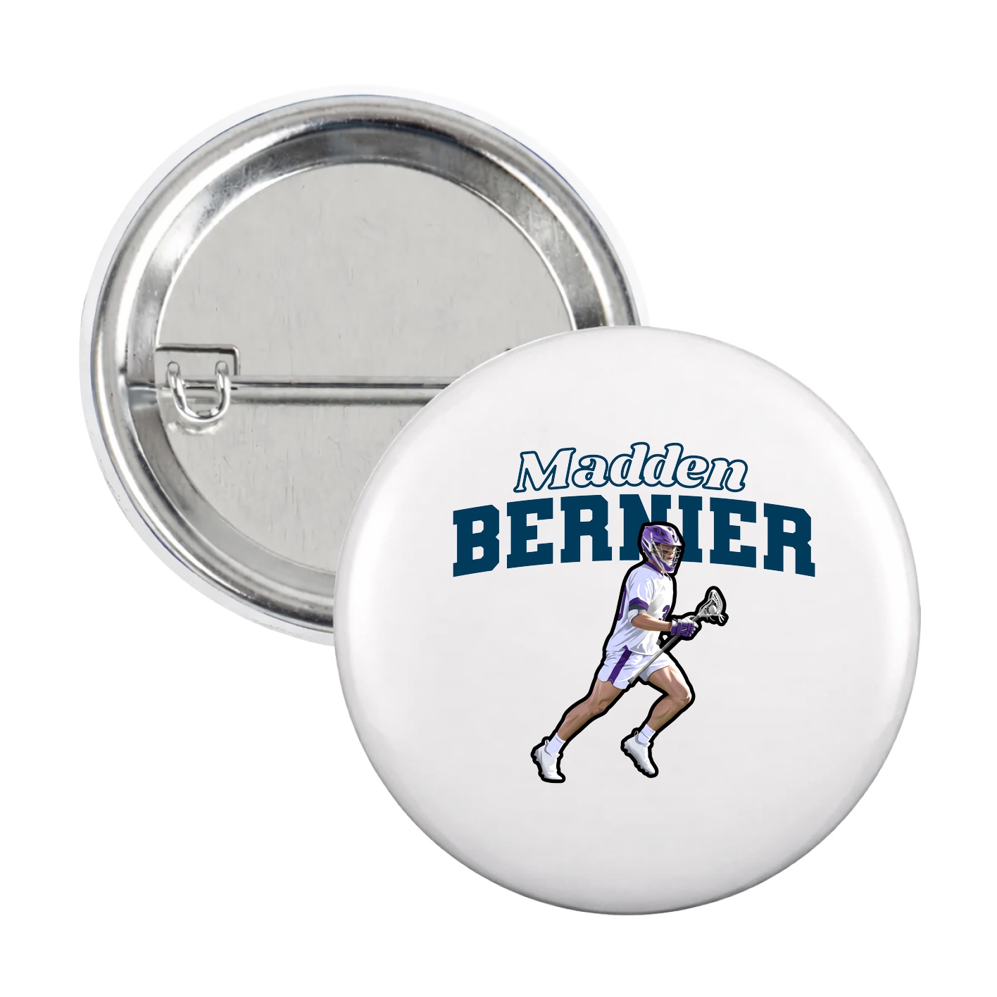 Game Day Button — Name Arch in White