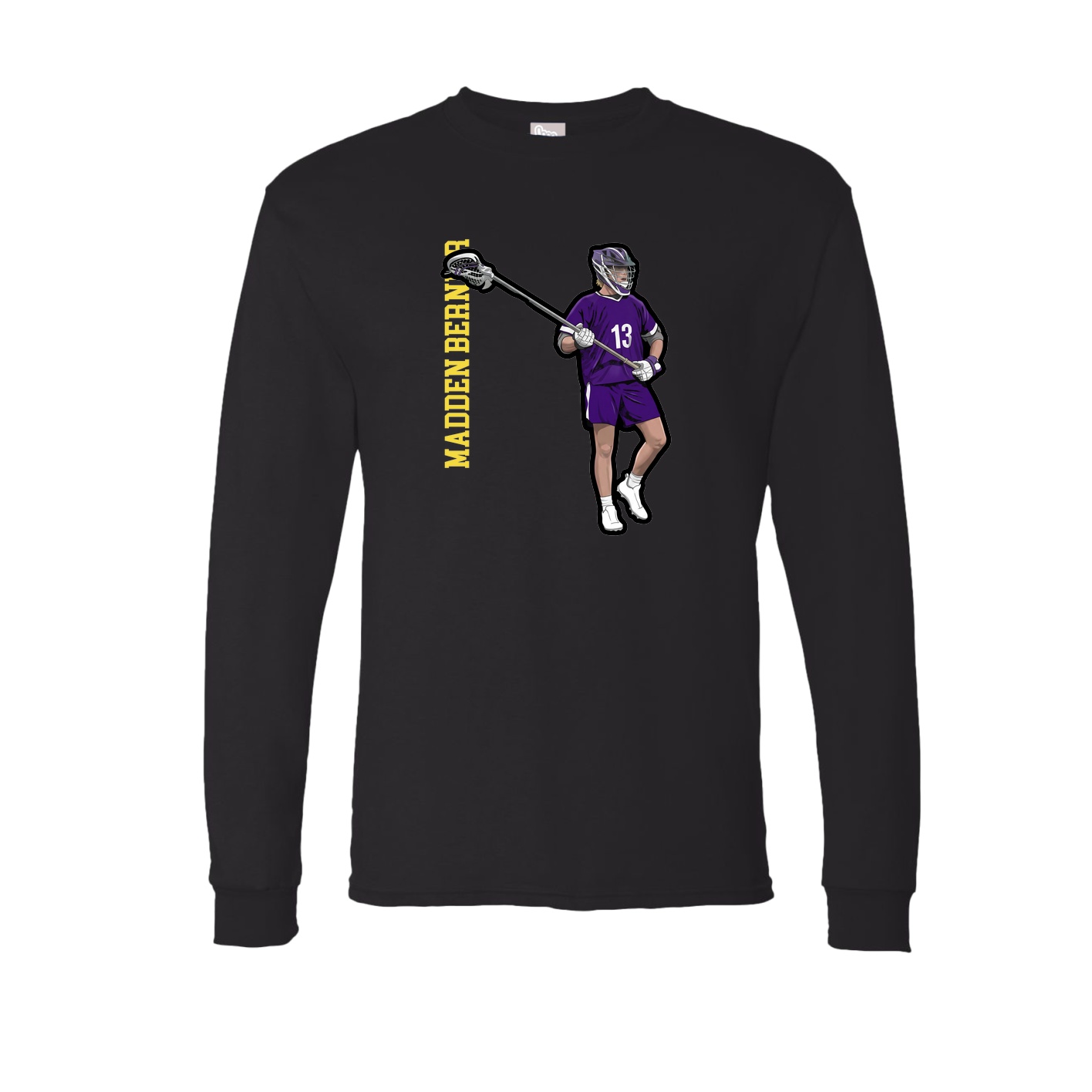 Long Sleeve Tee — Name Vertical in Black